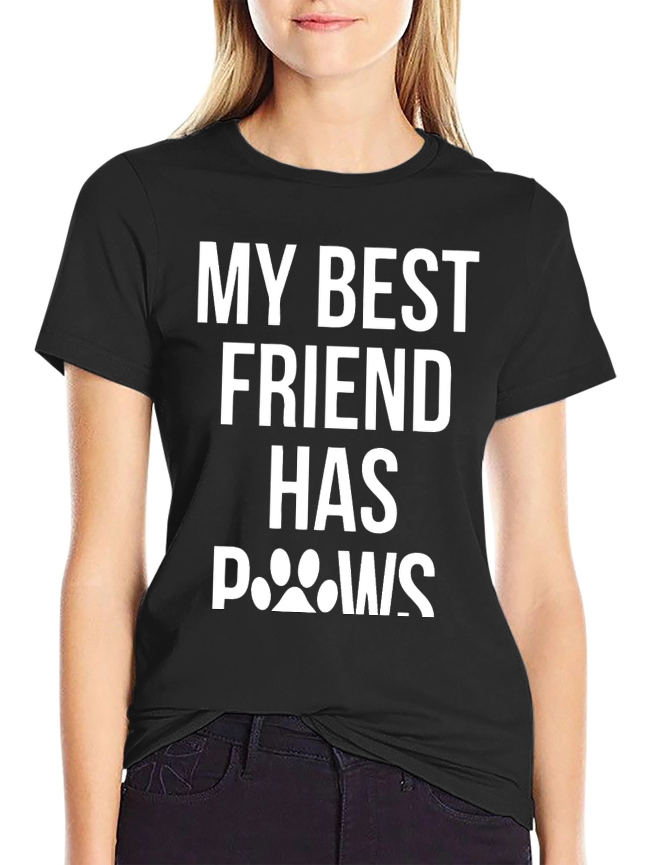 Black My Best Friend Has Paws T-Shirt - Black view 2