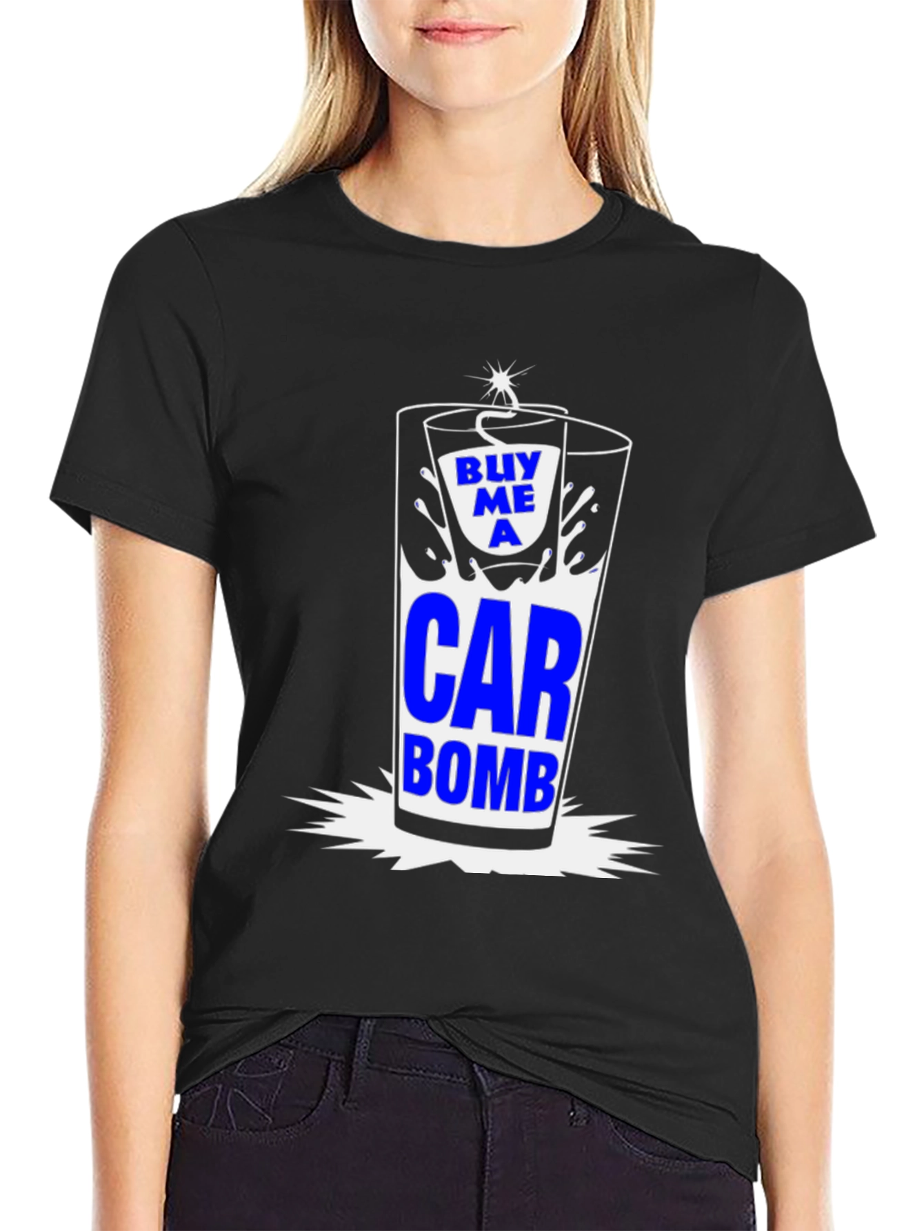 Black Buy Me A Car Bomb T-Shirt Novelty Drink Graphic Tee view 2