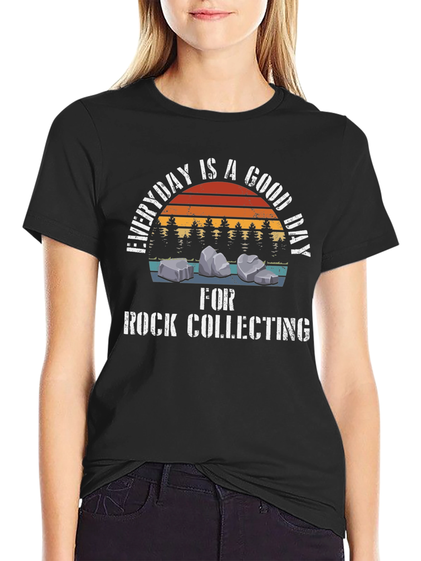 Black Everyday is a Good Day for Rock Collecting T-Shirt view 2