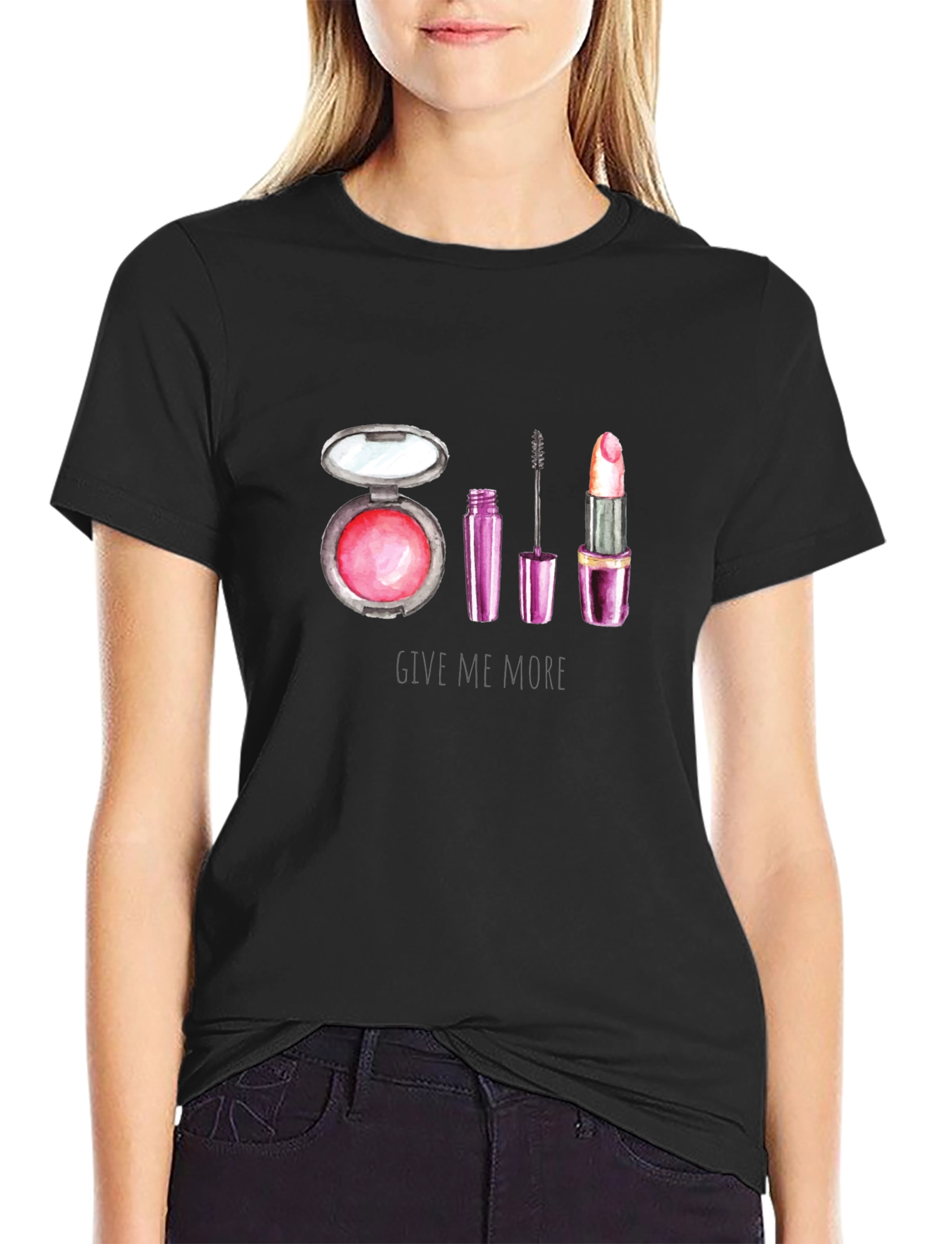 Black Makeup Lover's T-Shirt: Give Me More Glam! view 2