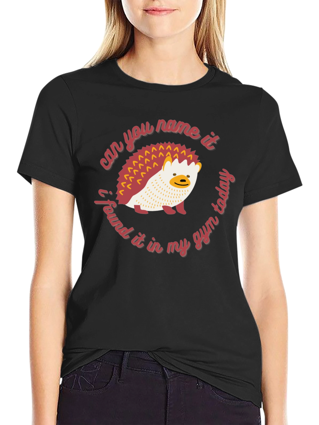 Black Funny Hedgehog Gym T-Shirt - Can You Name It? view 2
