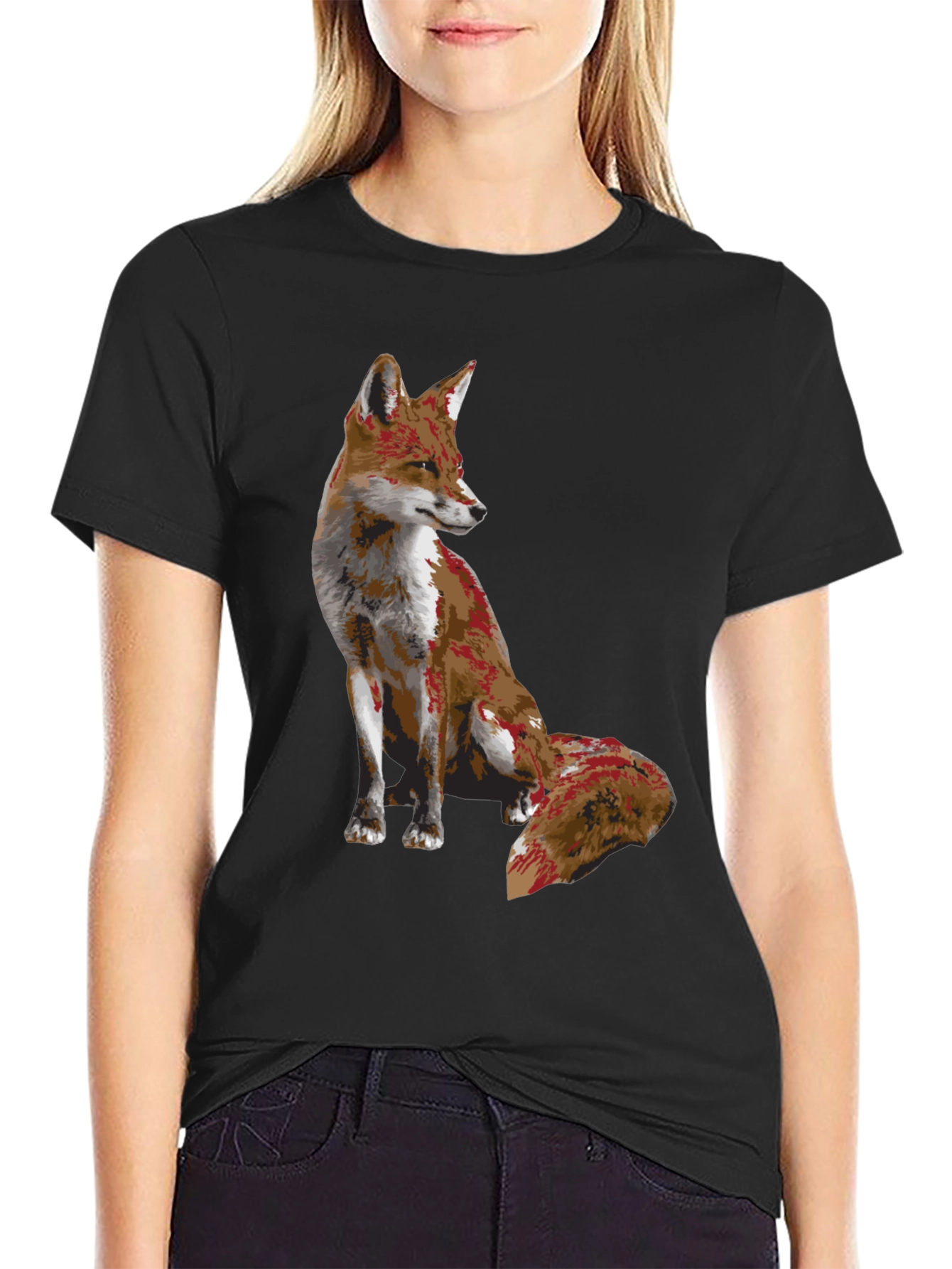 Black Fox Graphic Print Black T-Shirt view 2