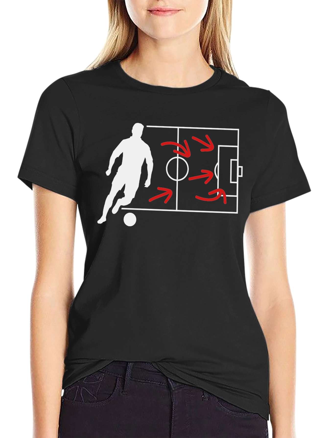 Black Soccer Strategy Black T-Shirt view 2