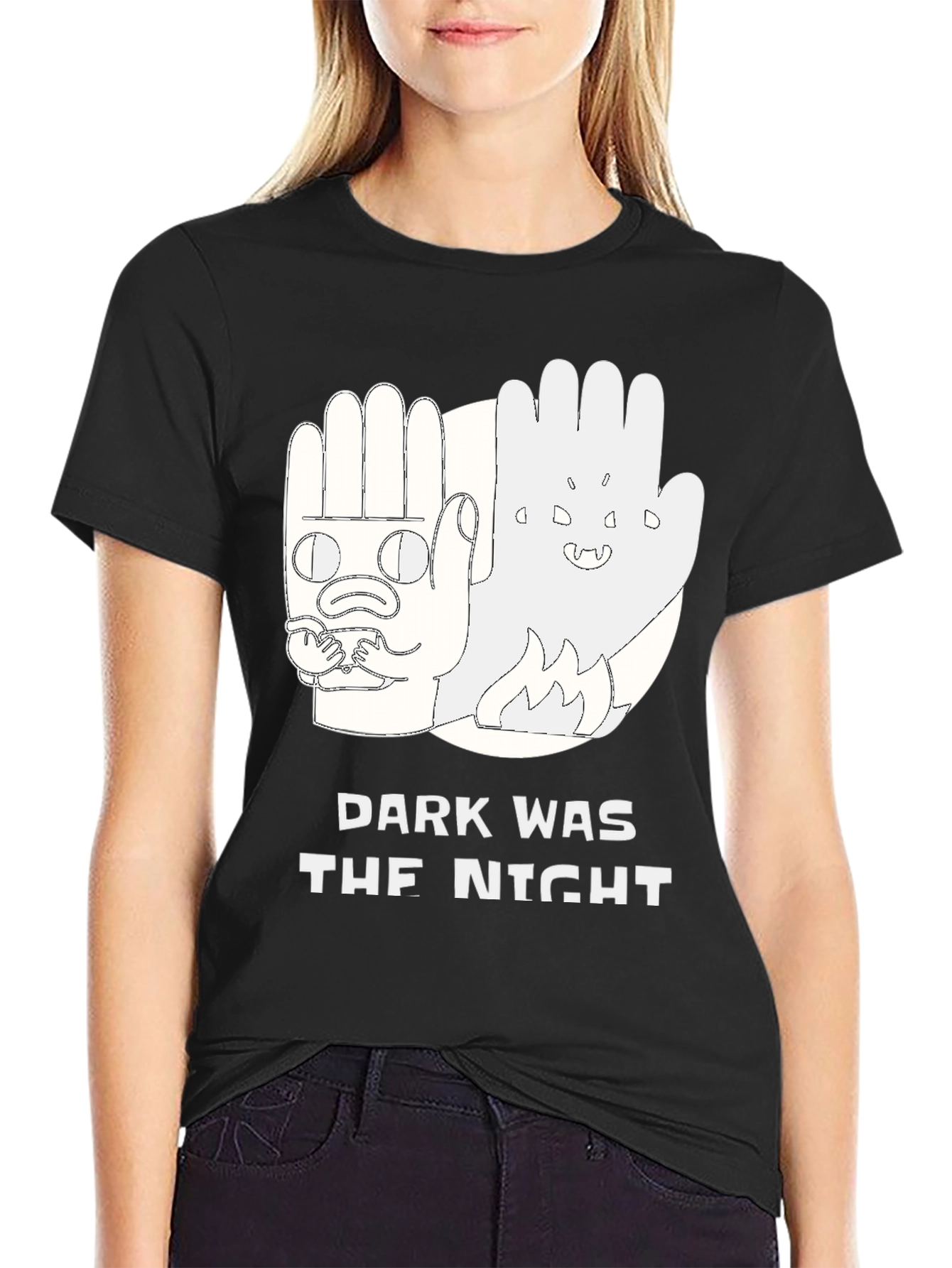 Black Dark Was The Night Graphic Tee - Black Cotton Blend view 2