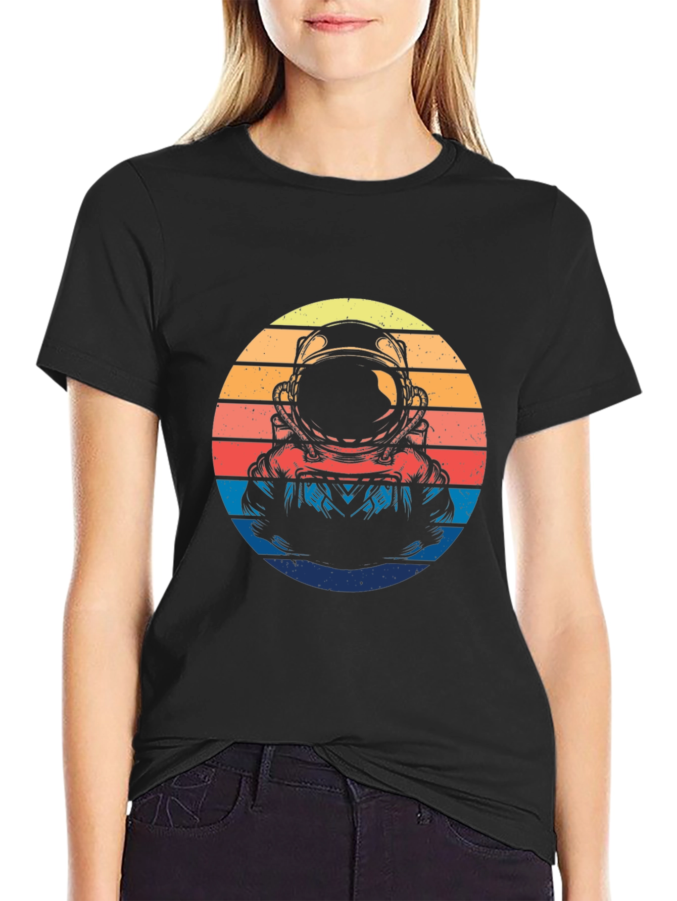 Black Retro Astronaut Graphic T-Shirt view 2
