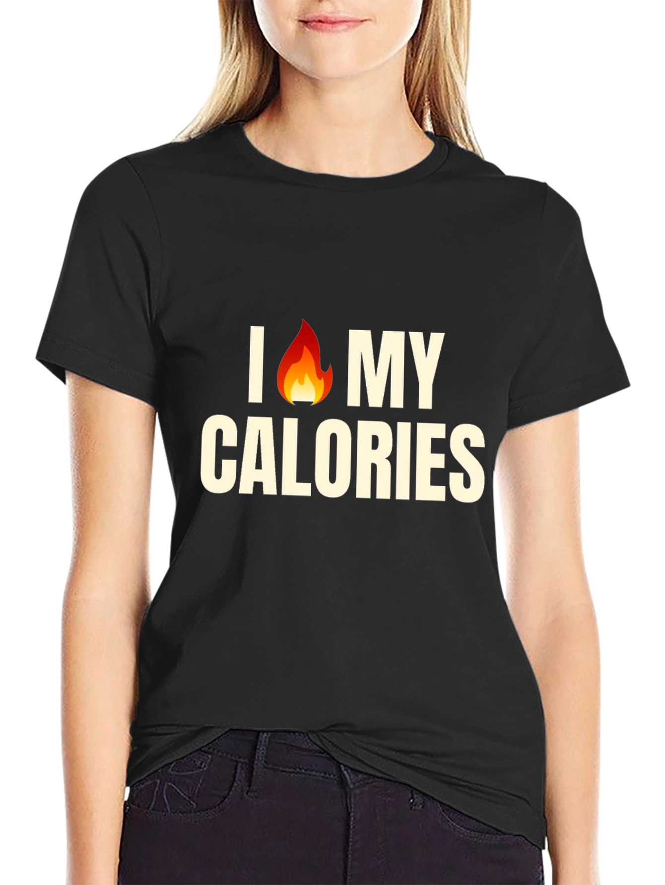 Black I Burn My Calories T-Shirt - Funny Gym Workout Tee view 2