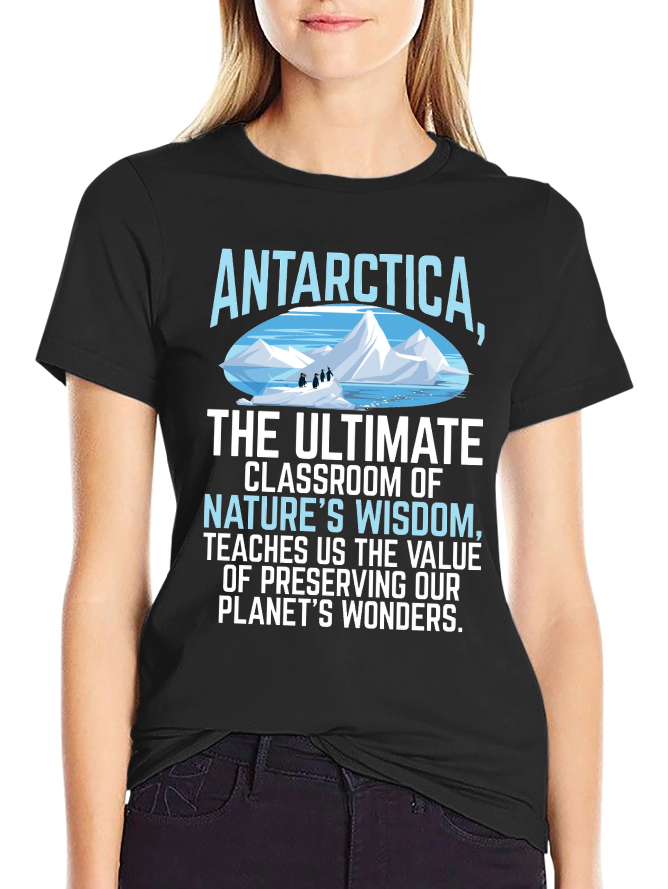 Black Antarctica Nature's Wisdom T-Shirt view 2