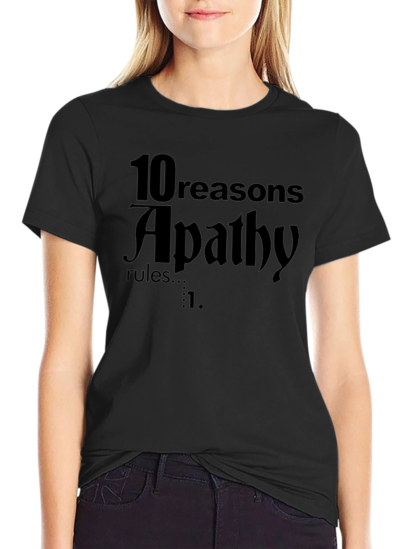 Black Apathy Rules Graphic Tee - Dark Humor T-Shirt view 2