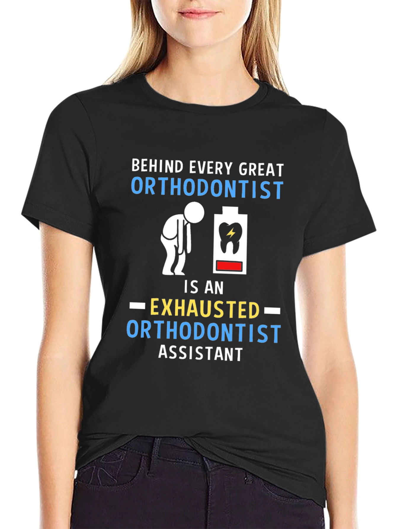 Black Orthodontist Assistant T-Shirt Funny Orthodontist Tee view 2