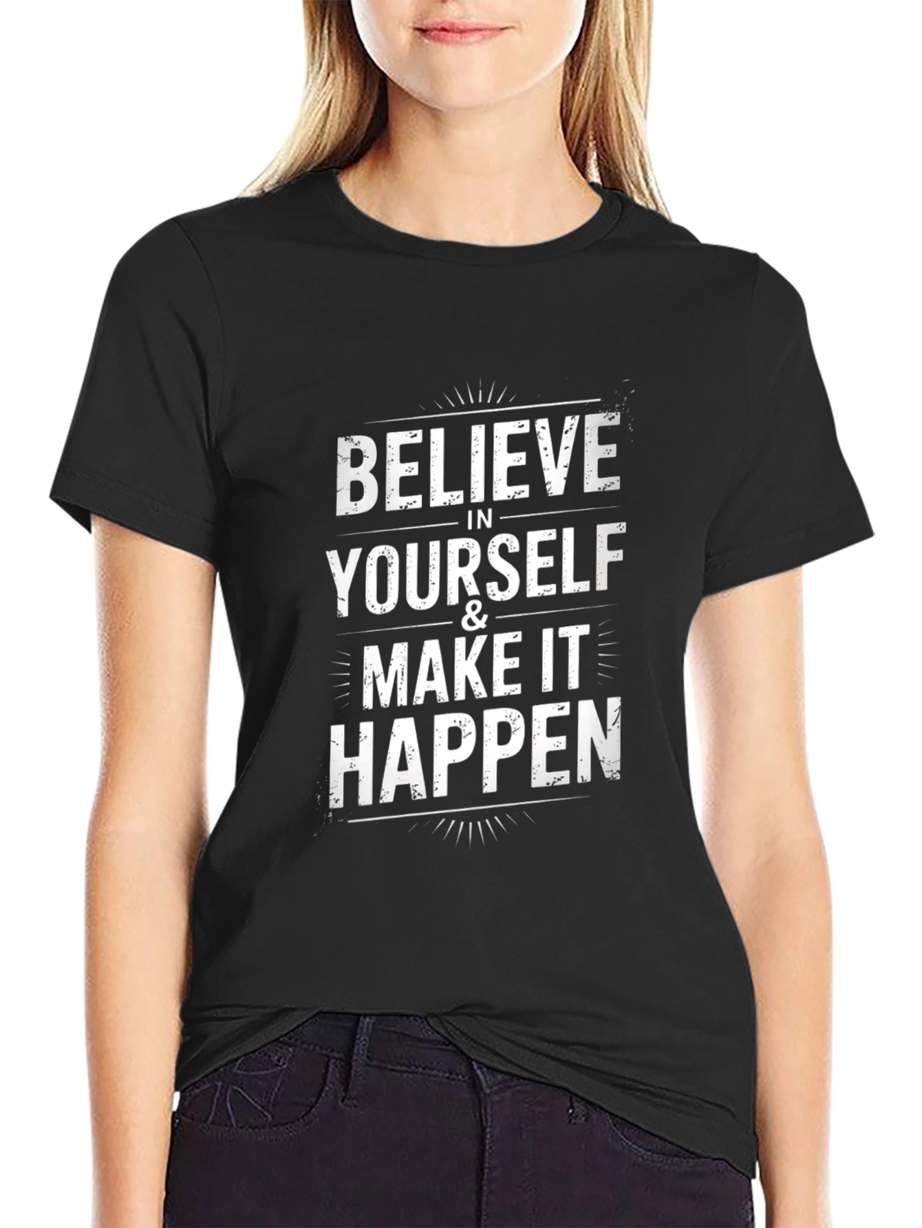 Black Believe in Yourself T-Shirt - Motivational Tee view 2
