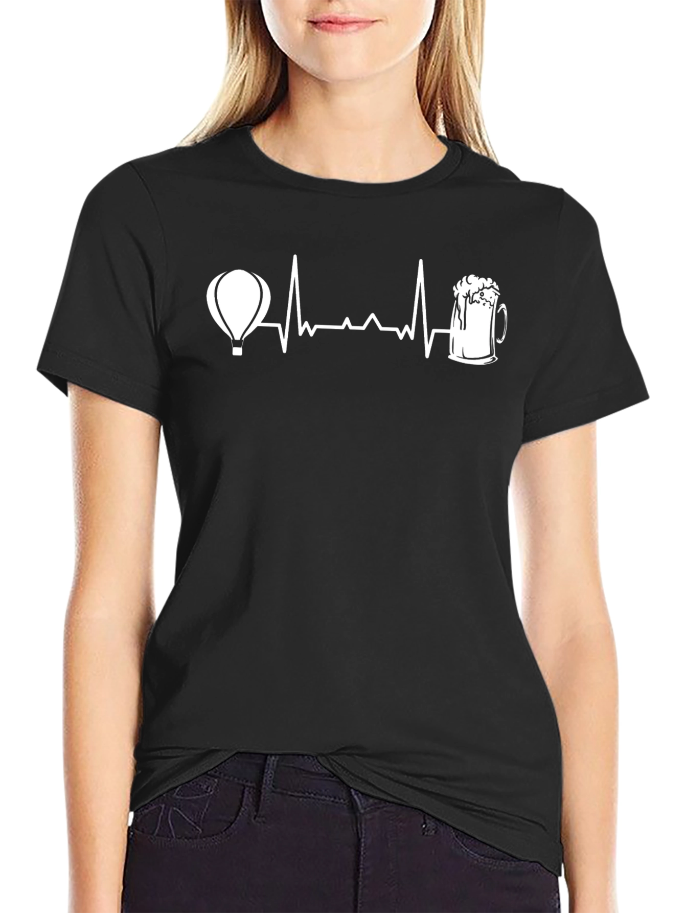 Black Balloon & Beer Lifeline Tee - Black Cotton view 2