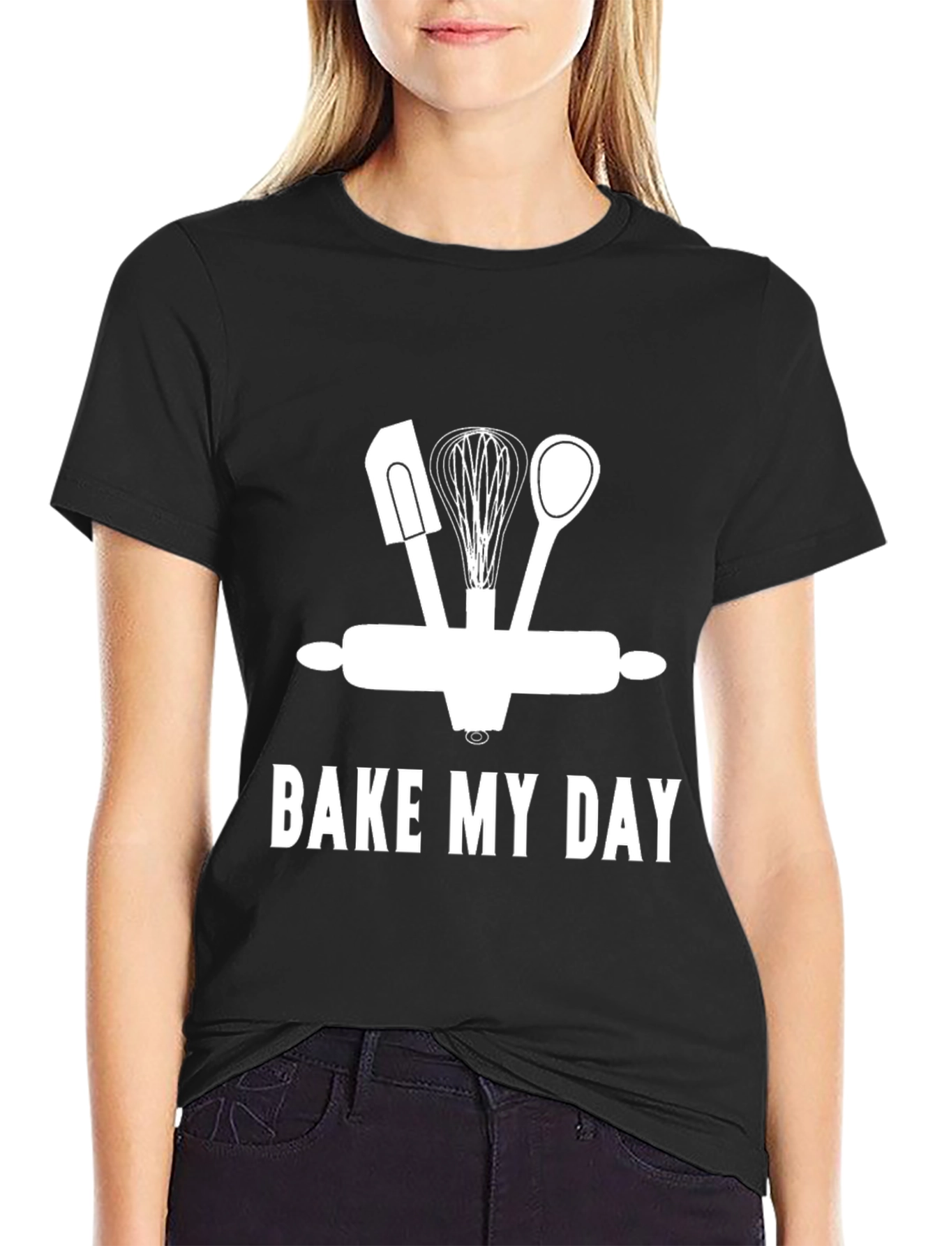 Black Bake My Day T-Shirt - Baking Lover's Tee view 2