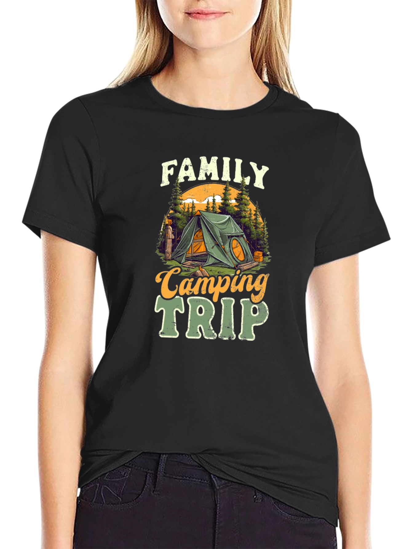 Black Family Camping Trip Graphic Tee - Adventure Ready view 2