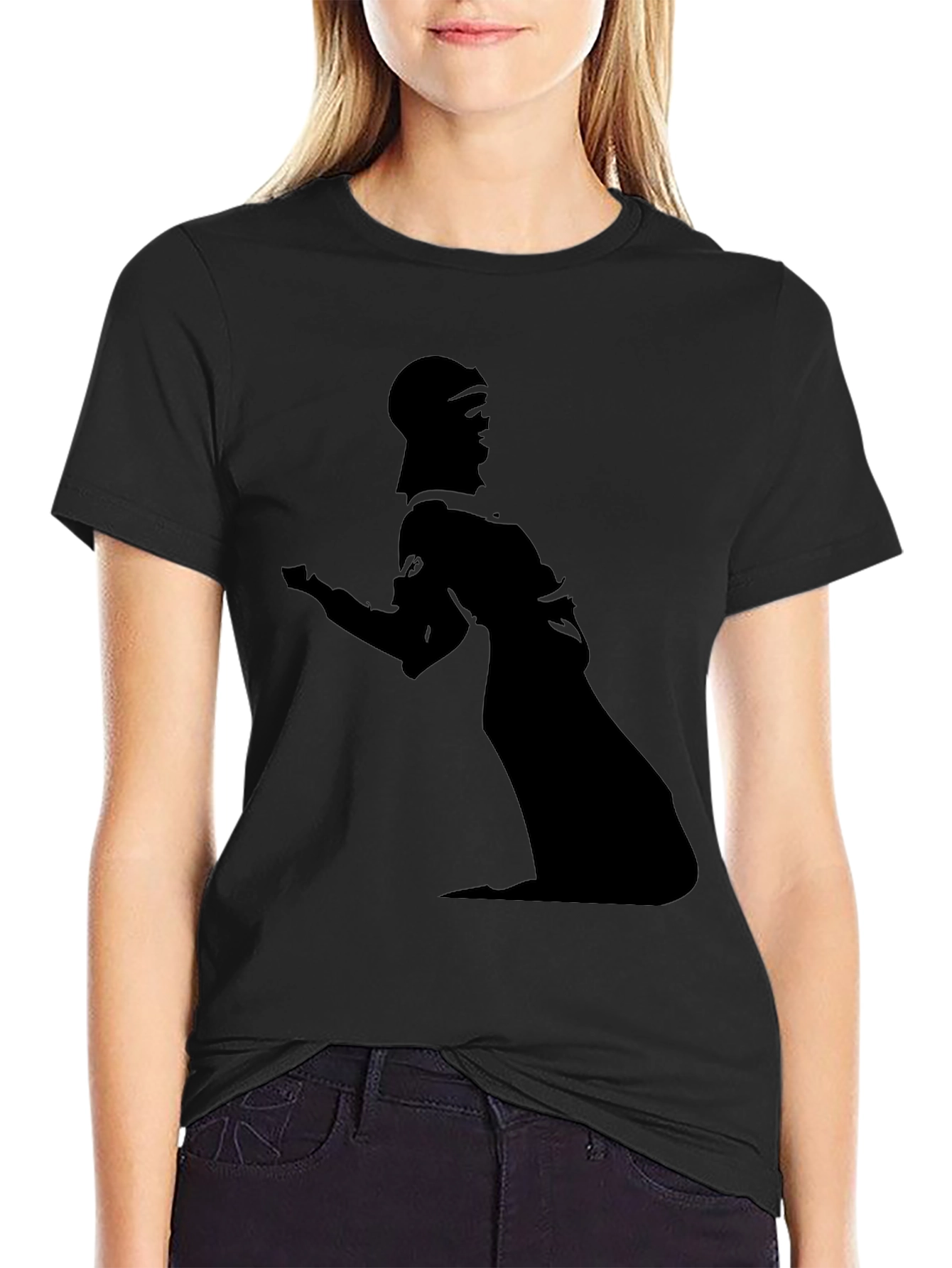 Black Silhouette Graphic Tee - Modern Black T-Shirt view 2