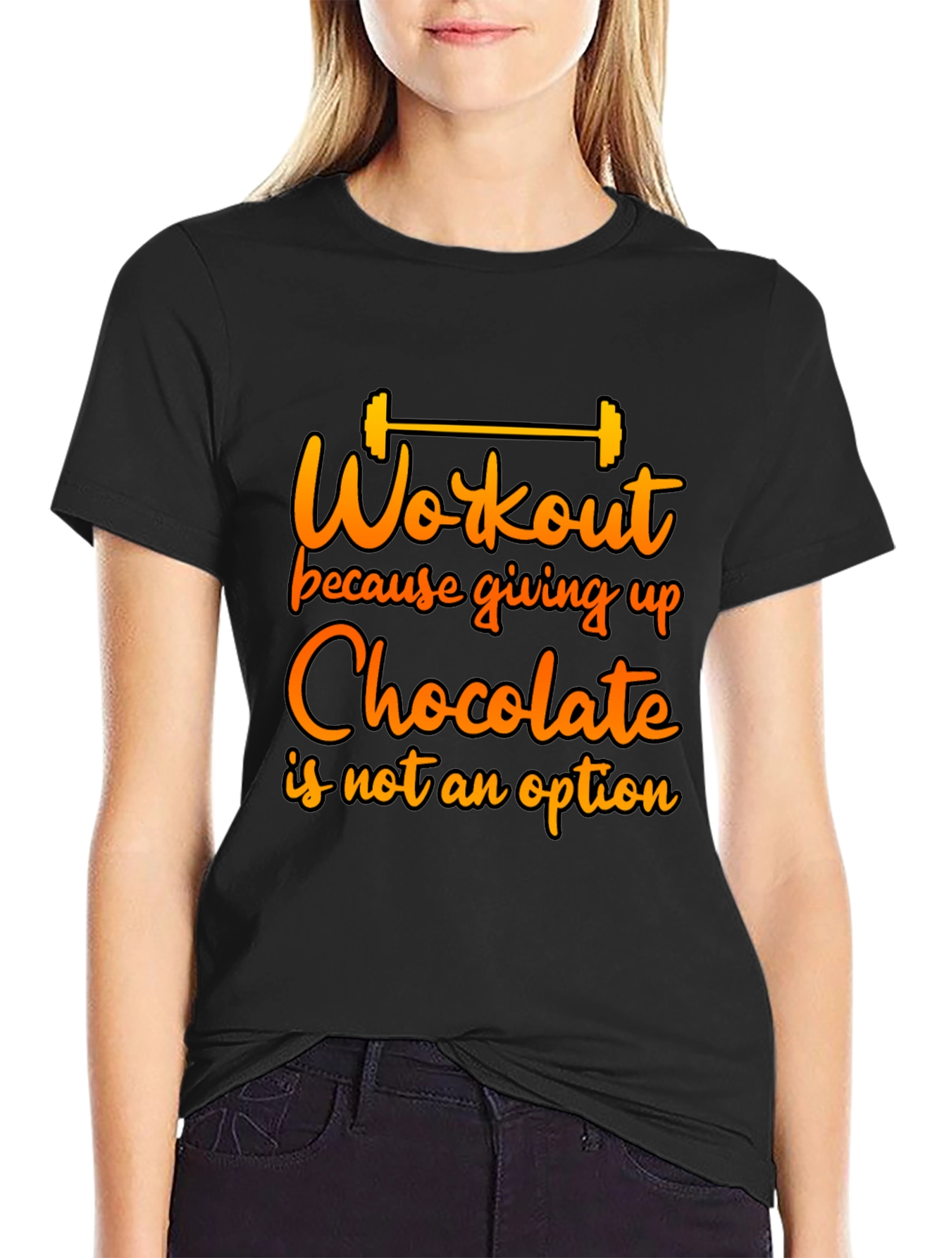 Black Workout For Chocolate Graphic Tee - Funny Fitness Shirt view 2