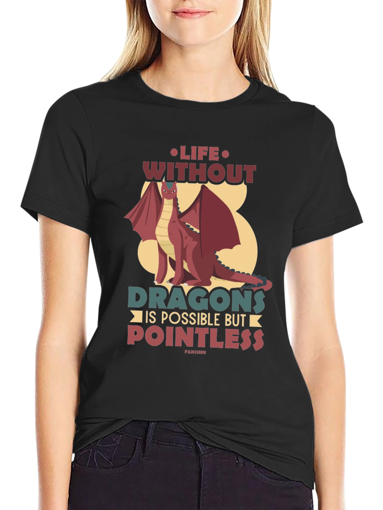 Black Life Without Dragons T-Shirt - Pointless Tee view 2