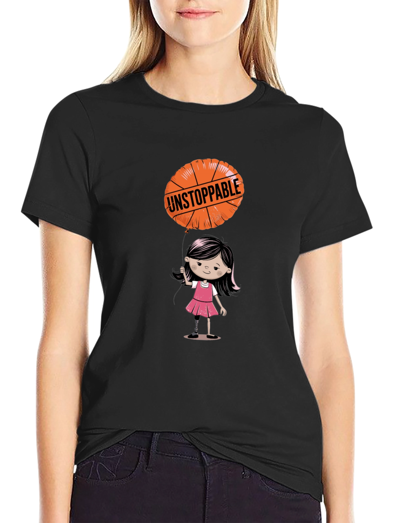 Black Unstoppable Girl's Graphic Tee view 2