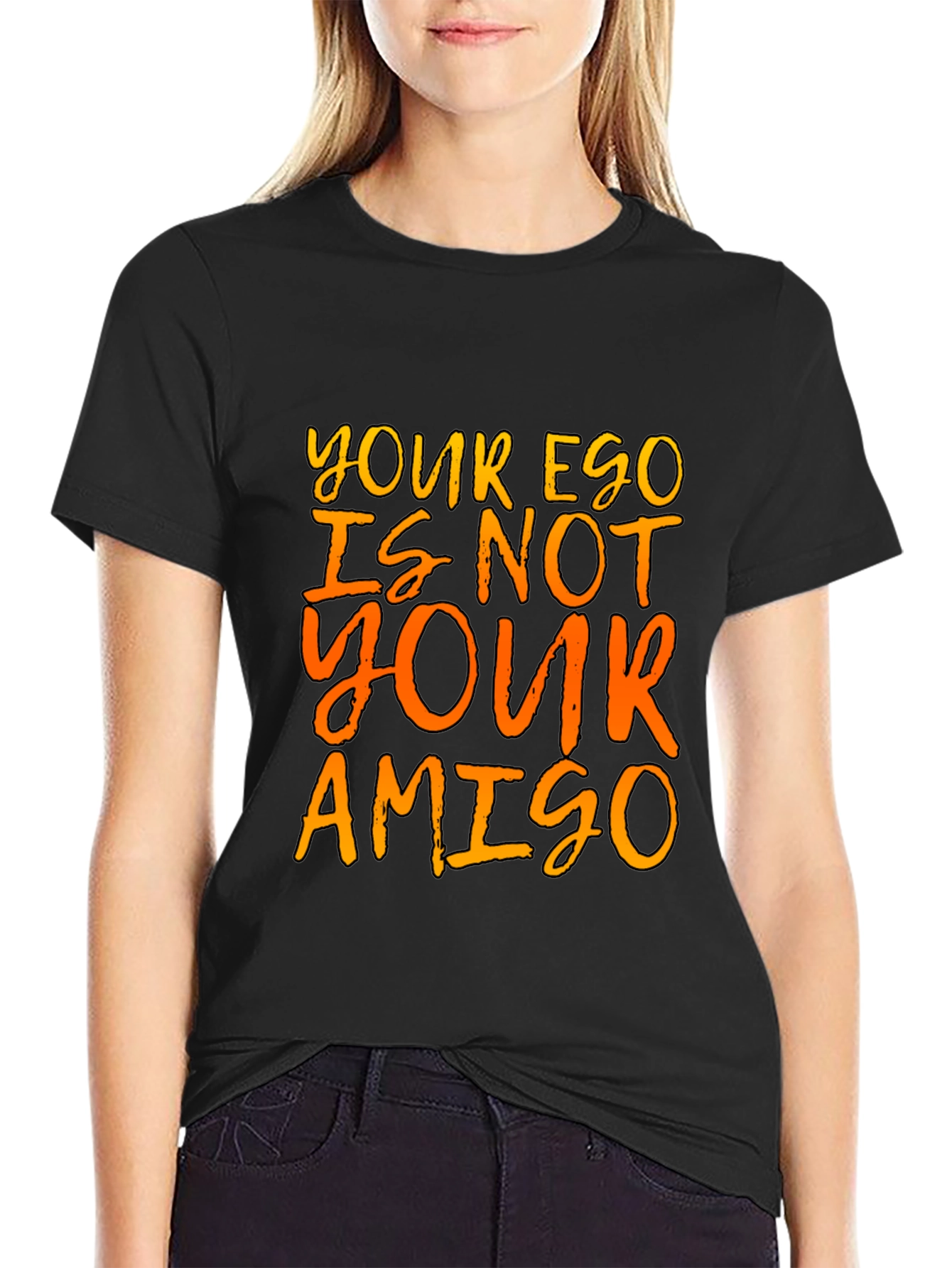 Black Ego Amigo Graphic Tee - Black Cotton T-Shirt view 2