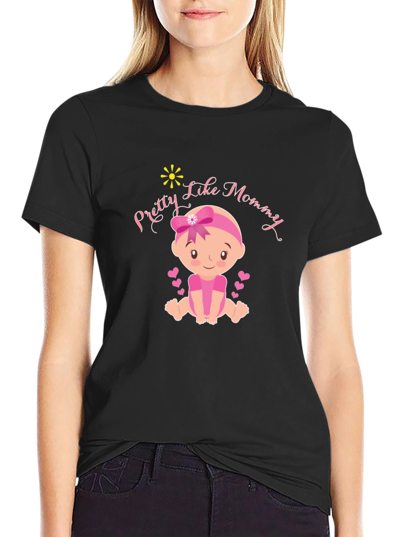 Black Pretty Like Mommy Baby Graphic T-Shirt view 2