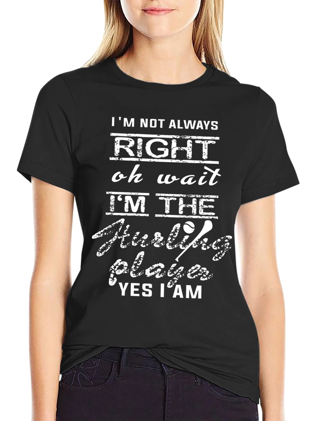 Black Funny Hurling Player T-Shirt - I'm Always Right Tee view 2