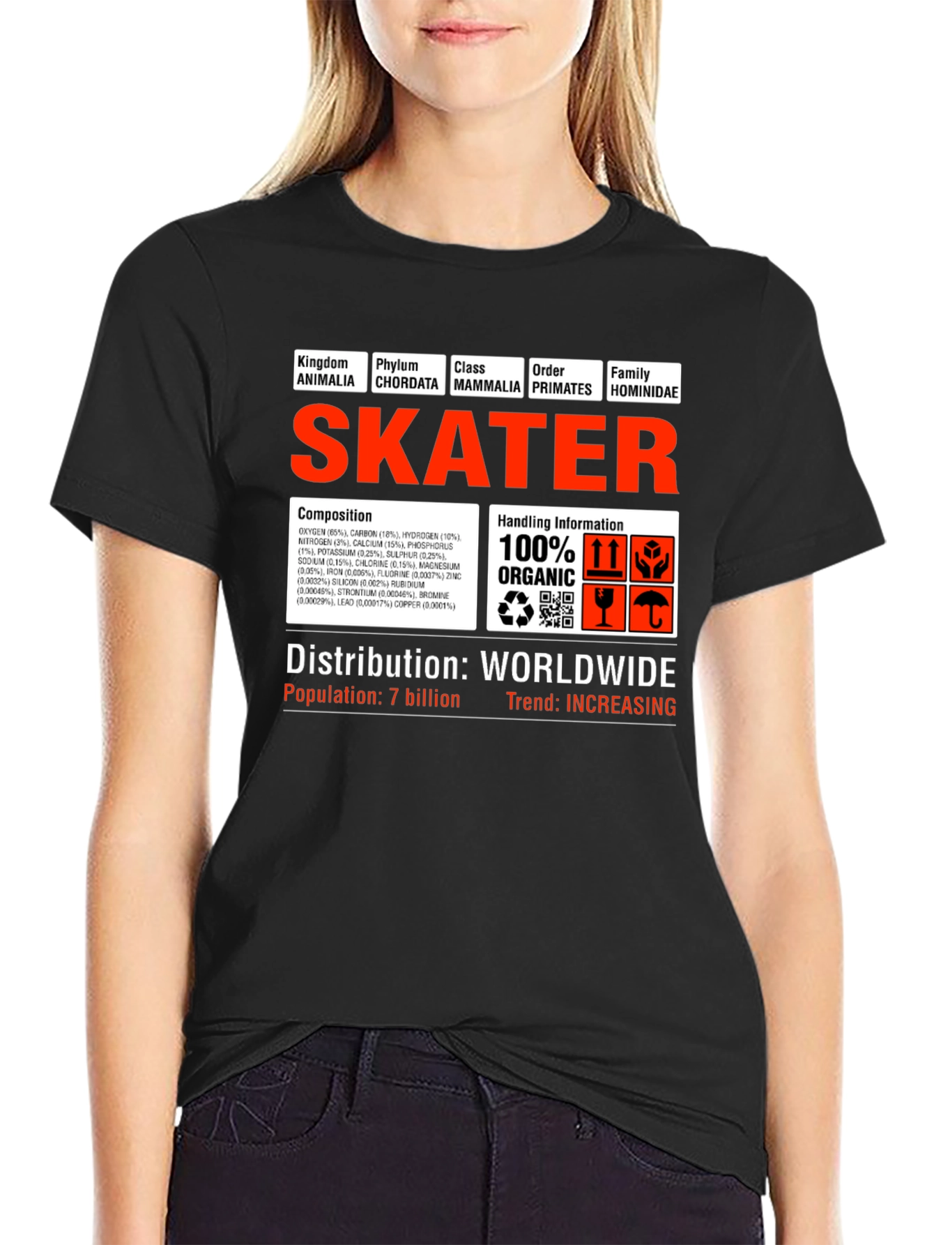 Black Skater Graphic T-Shirt - Organic Composition Design view 2
