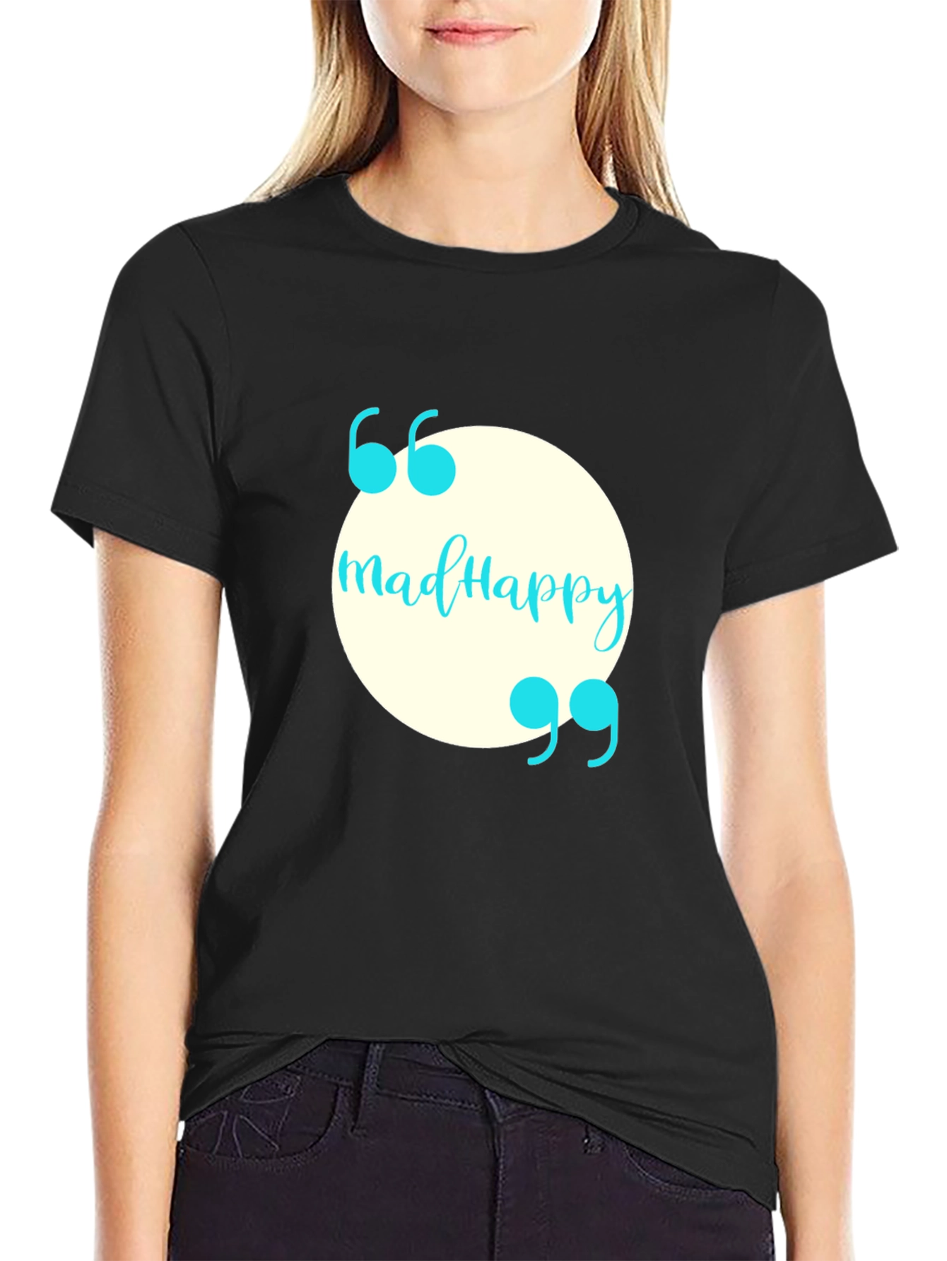 Black Mad Happy Graphic T-Shirt - Black view 2