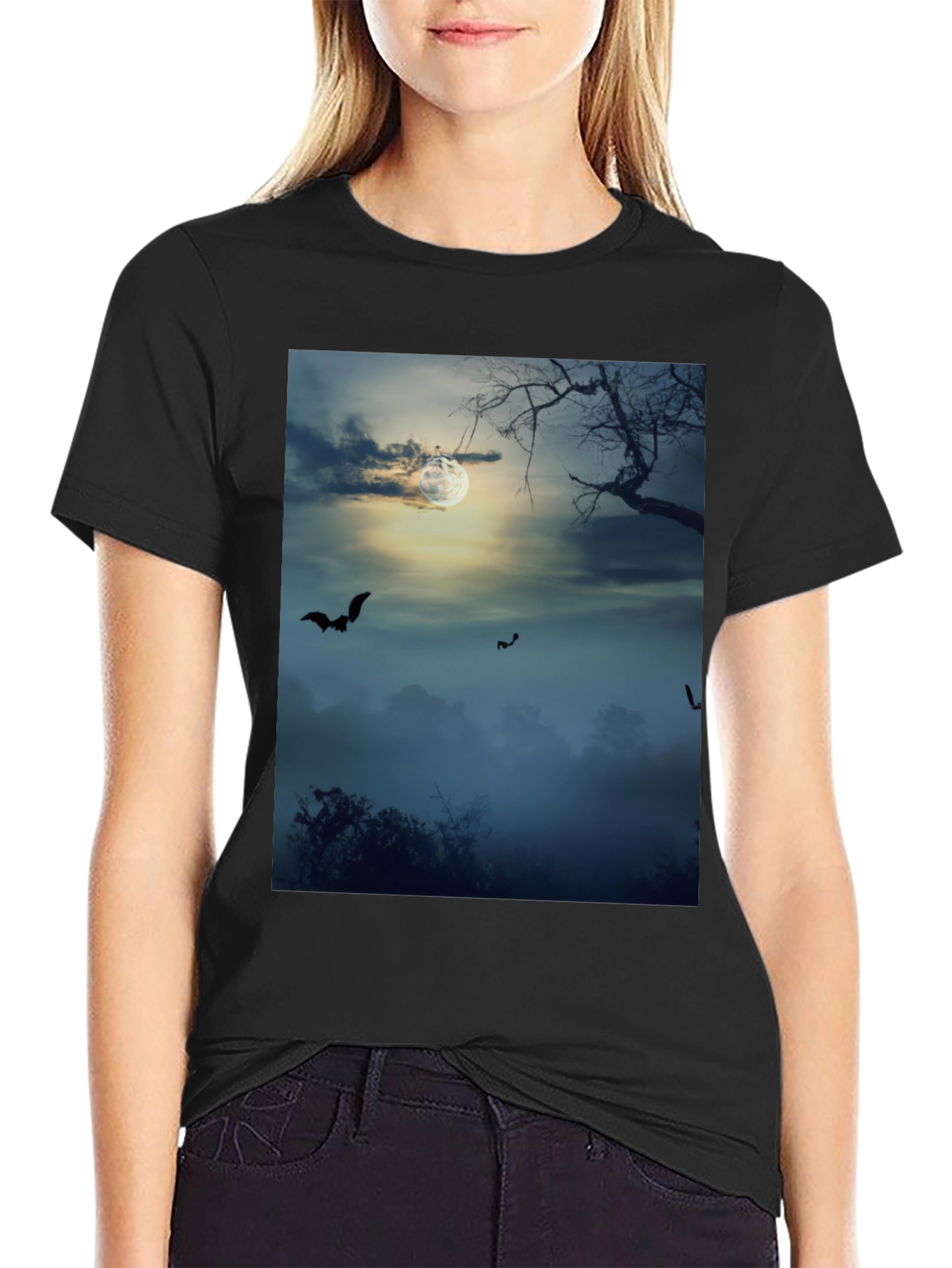 Spooky Night Bats Graphic Tee - 2