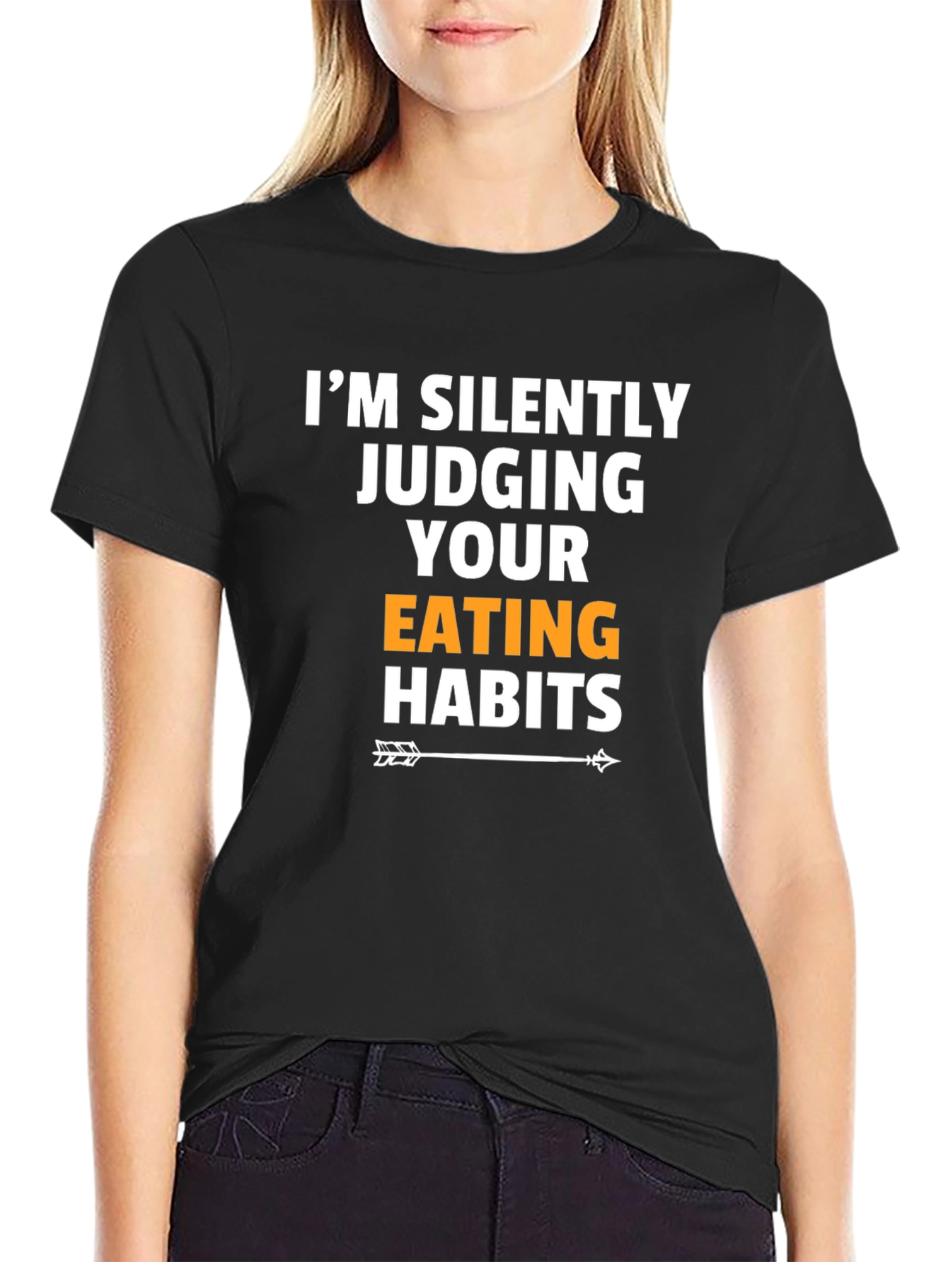 Black I'm Silently Judging Your Eating Habits T-Shirt view 2