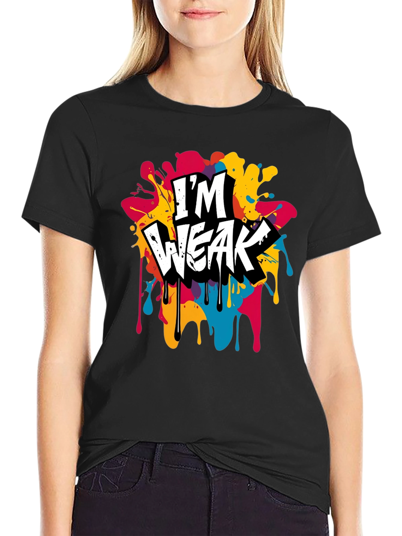 Black I'm Weak Graphic Tee - Bold & Colorful view 2