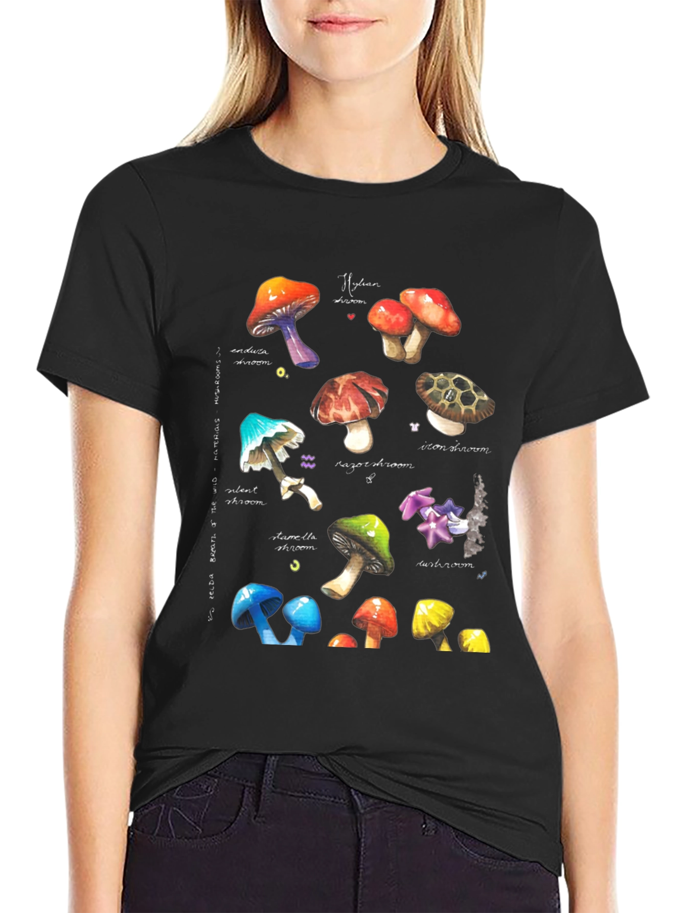 Black Watercolor Mushroom Graphic Tee view 2