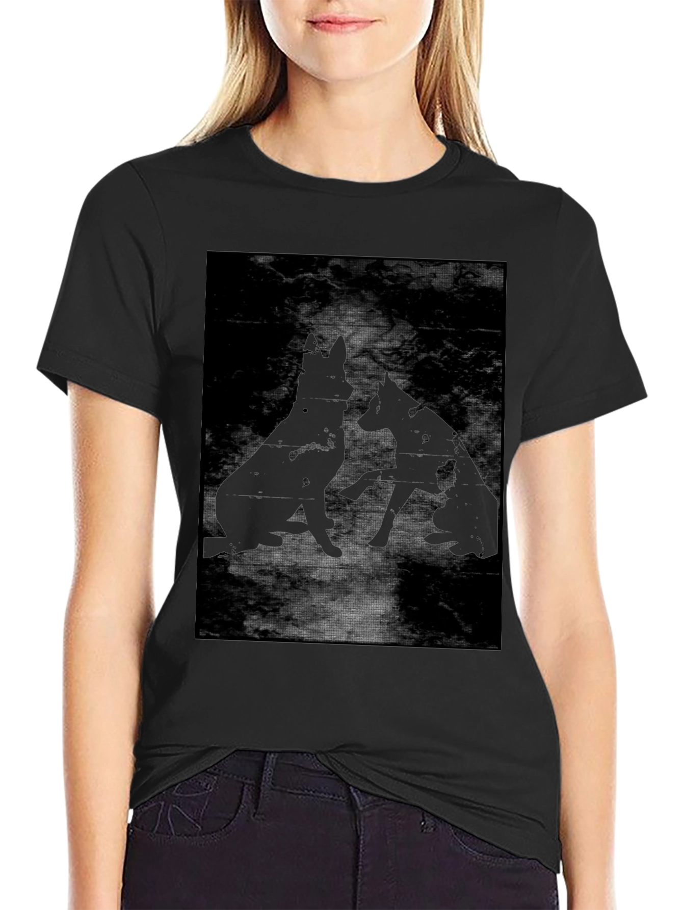 Black Black Dog Silhouette Graphic T-Shirt view 2