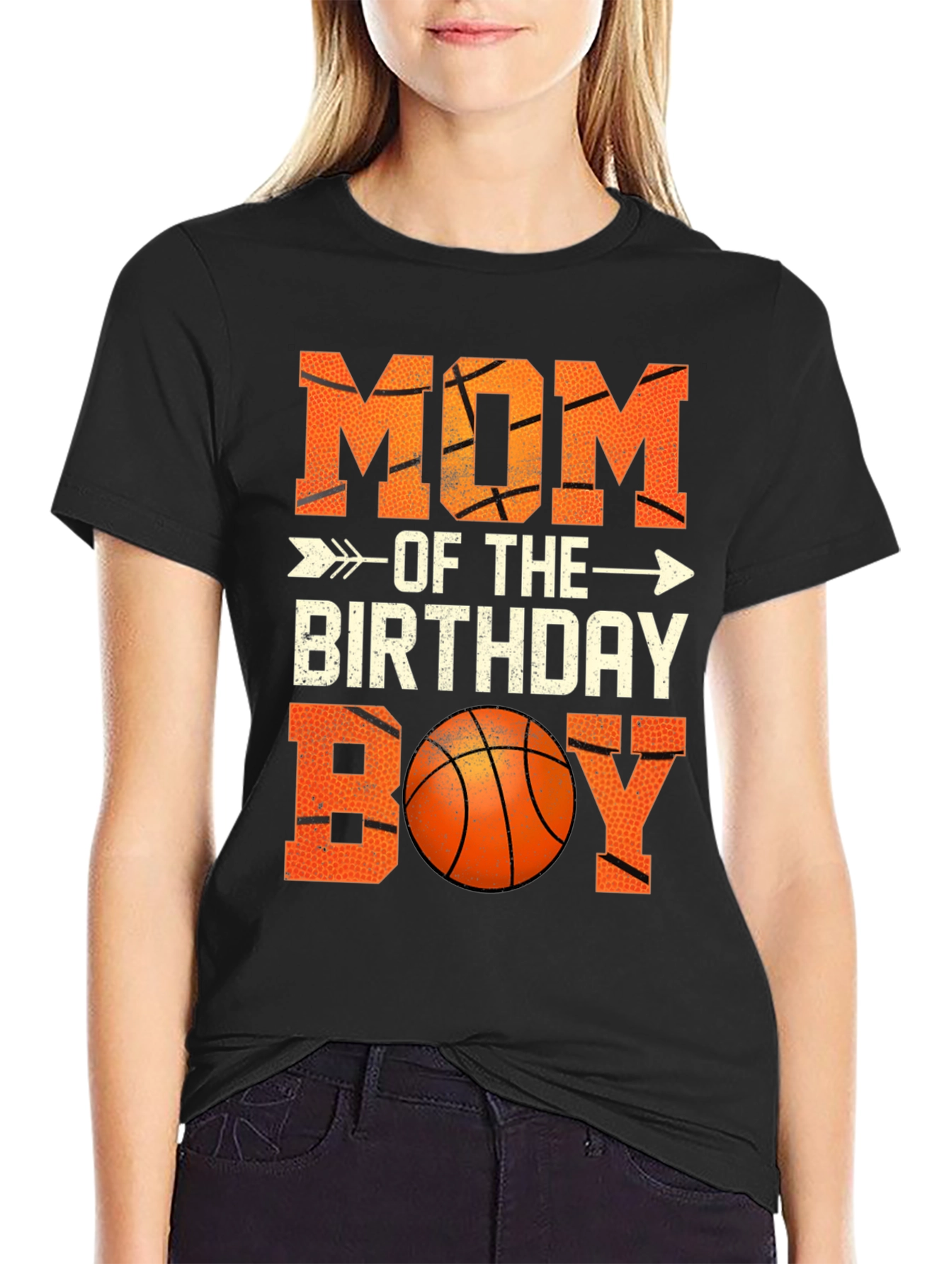 Black Mom of the Birthday Boy Basketball T-Shirt view 2