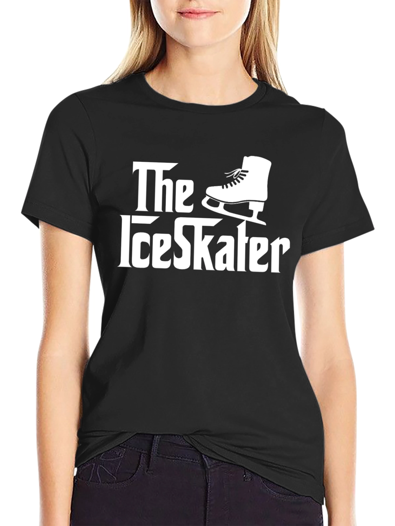 Black The Ice Skater T-Shirt - Novelty Graphic Tee view 2