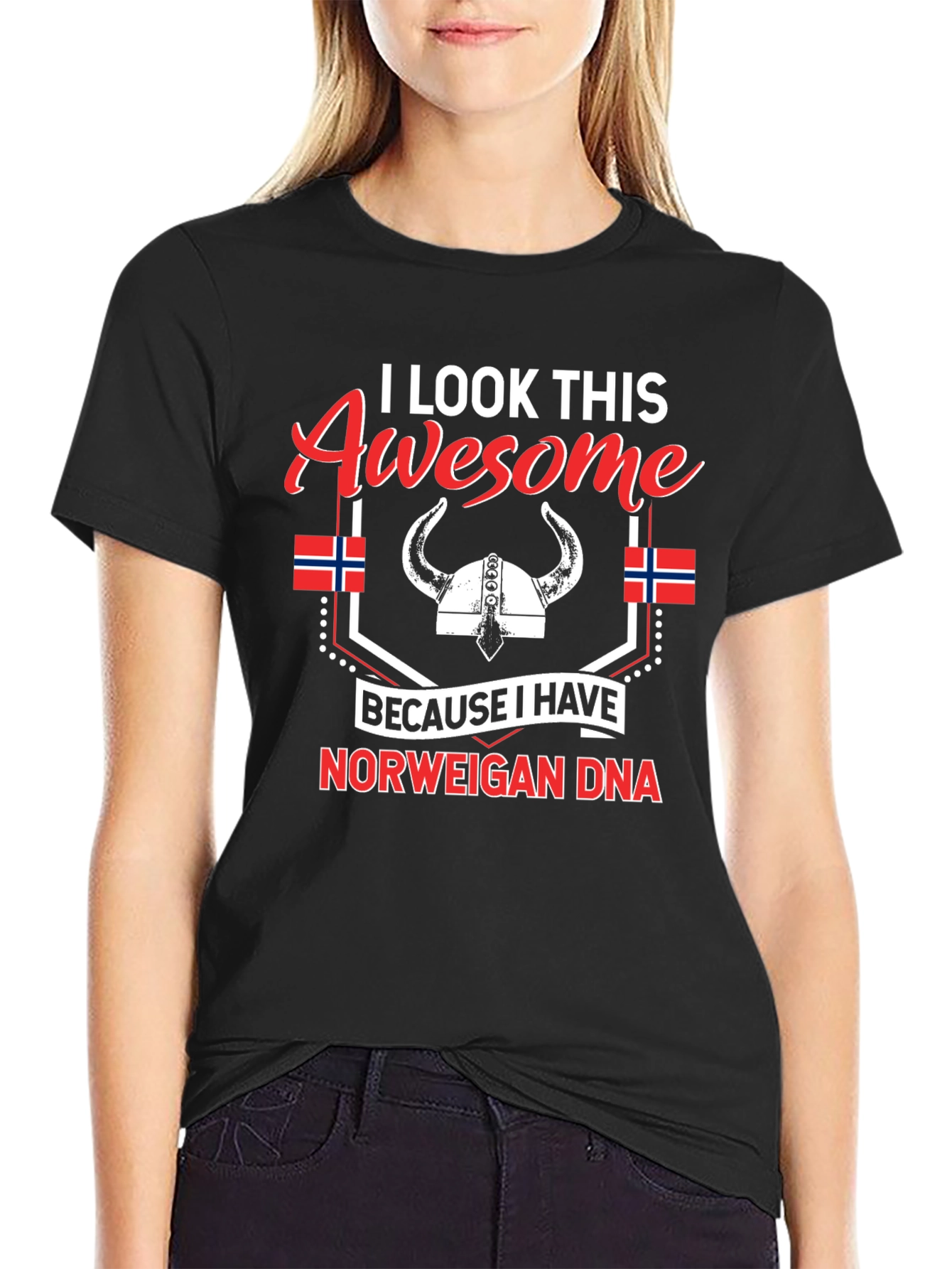 Black Awesome Norwegian DNA T-Shirt view 2