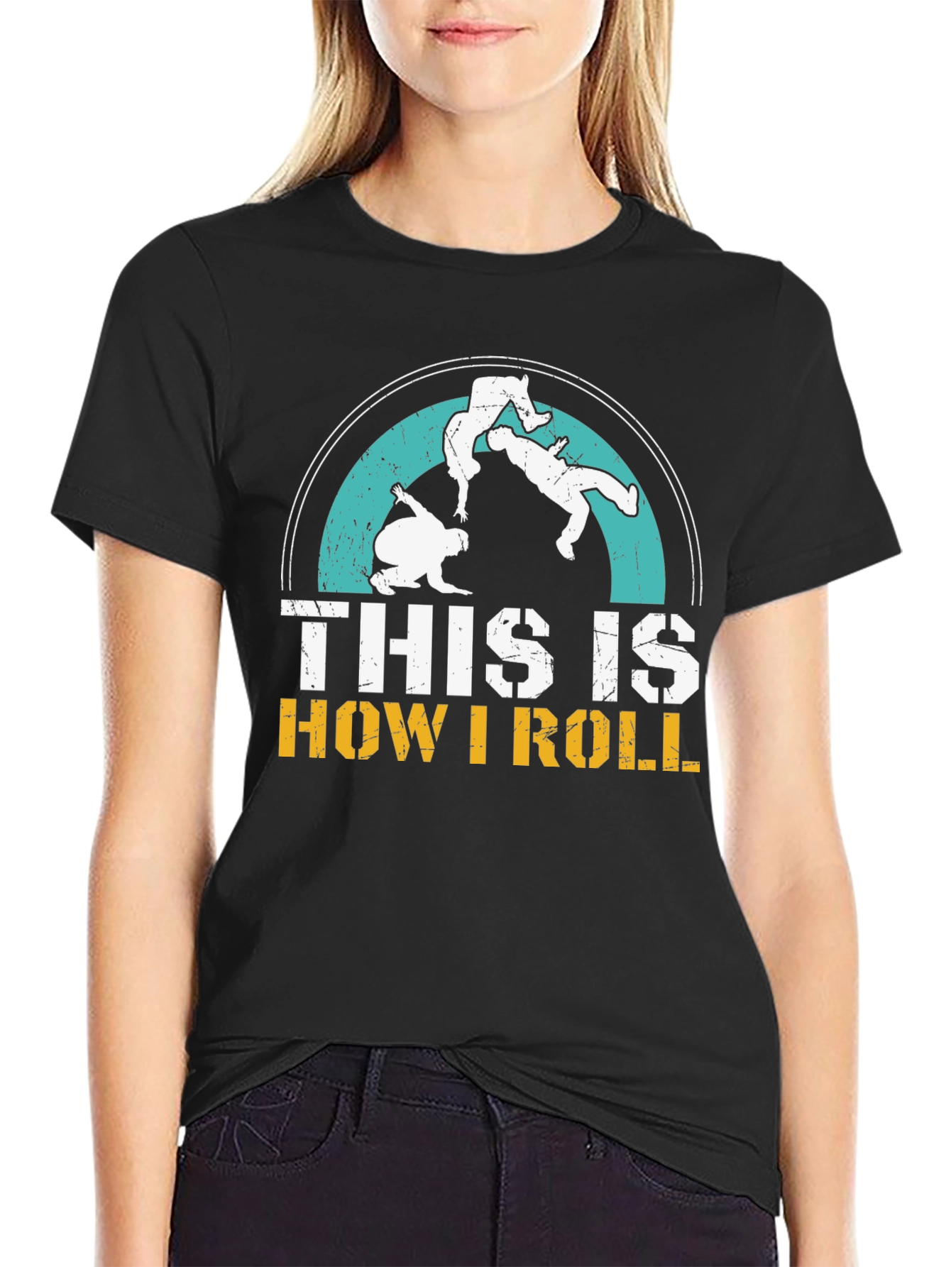 Black This is How I Roll Jiu Jitsu Black T-Shirt view 2