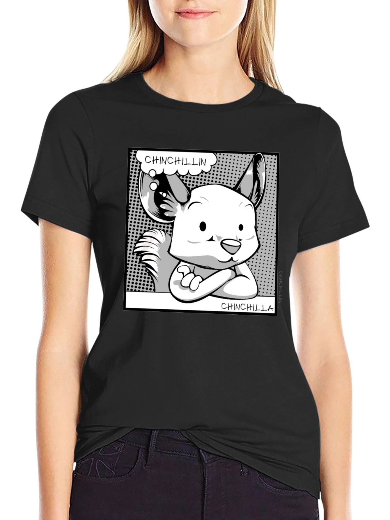 Black Chinchillin' Chinchilla Graphic Tee - Black view 2