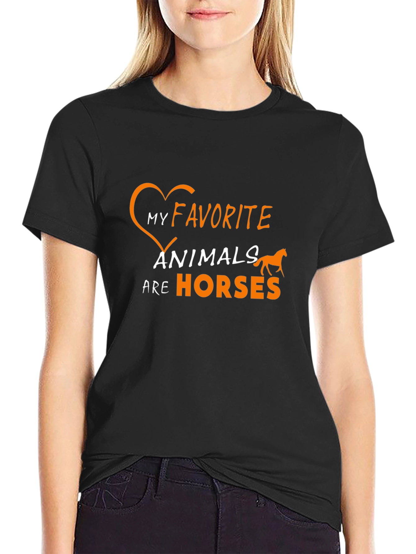 Black My Favorite Animals Are Horses T-Shirt view 2