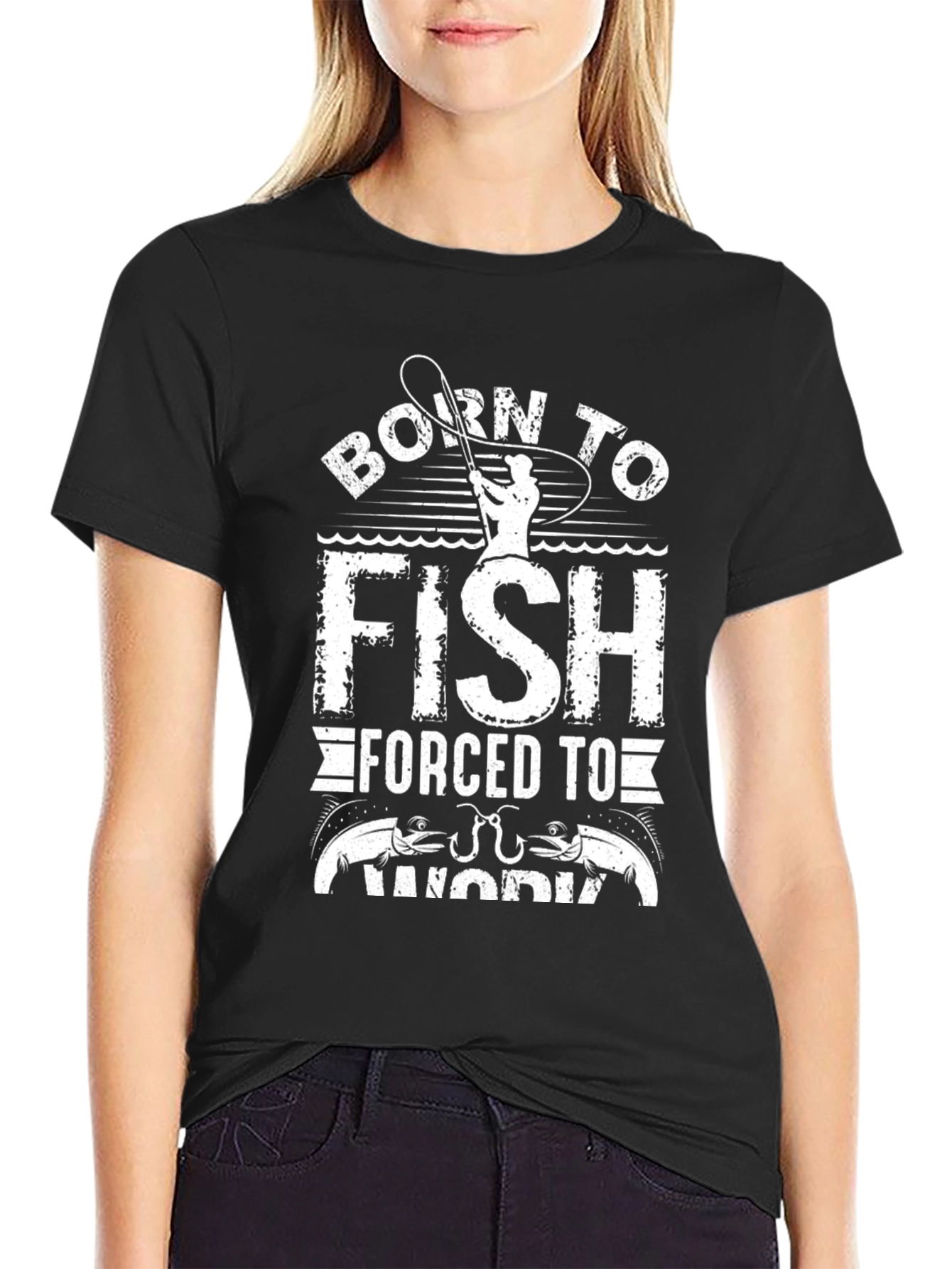Black Born to Fish T-Shirt - Angler Graphic Tee view 2