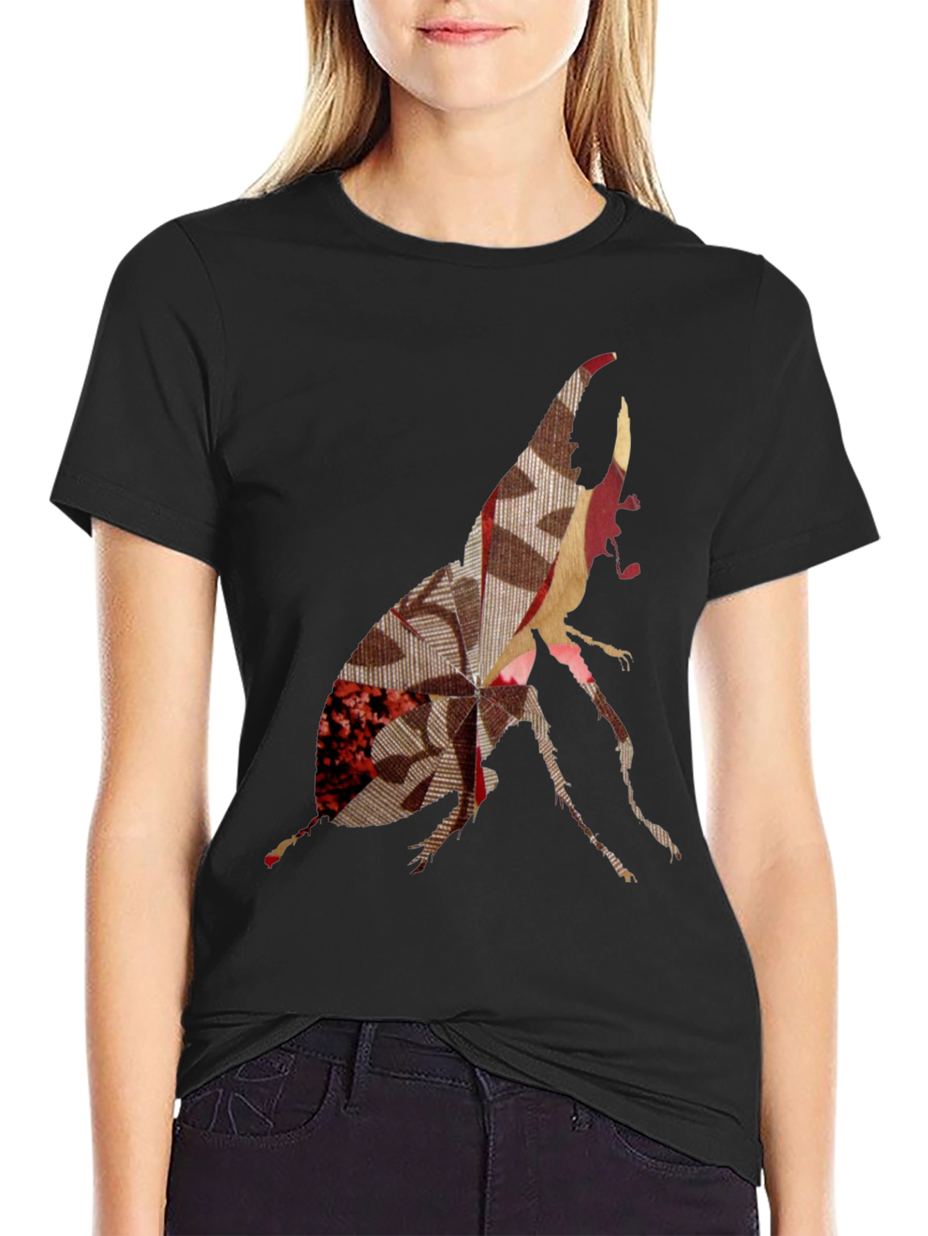 Black Abstract Beetle Graphic Print Tee view 2