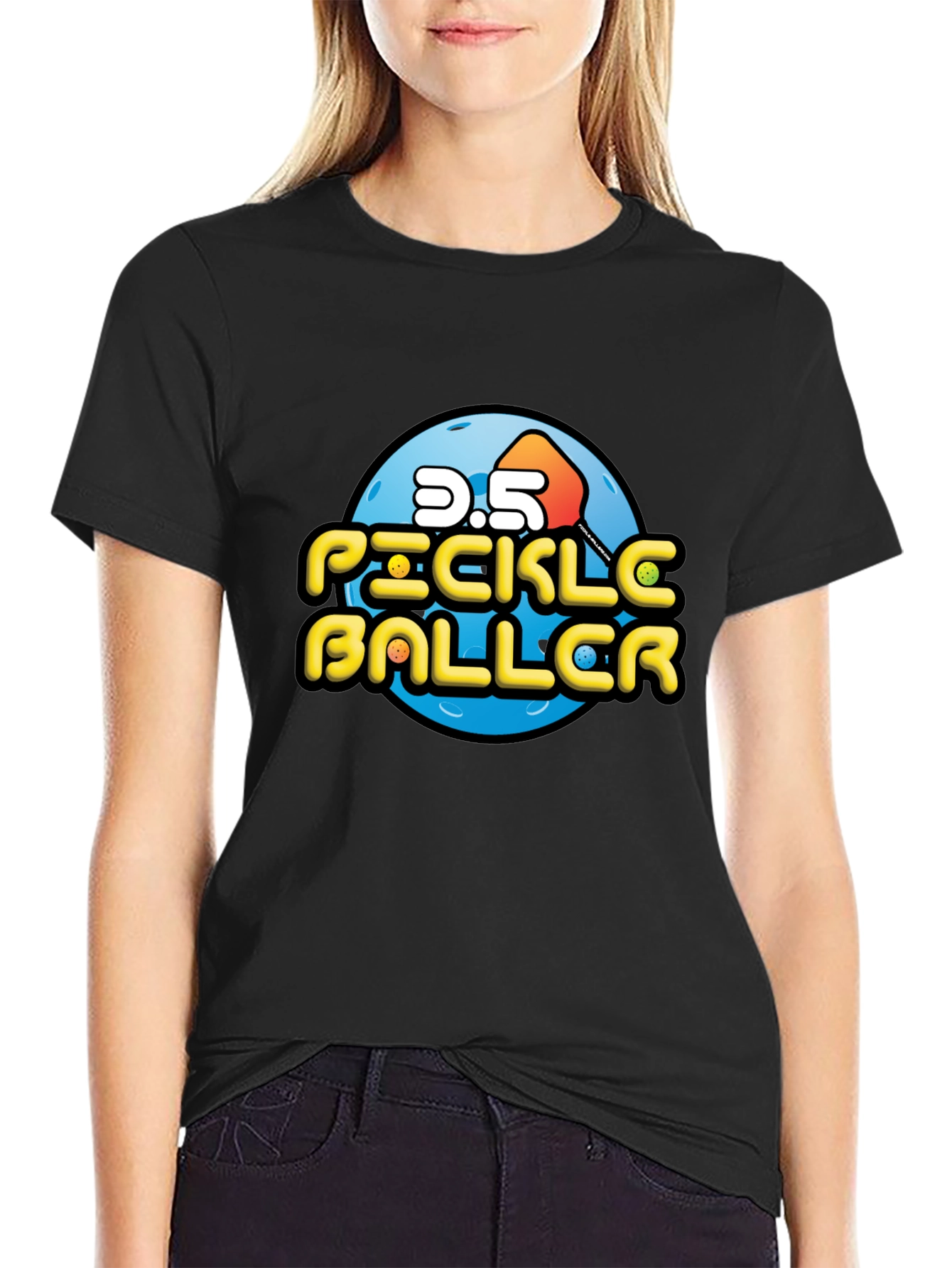 Black Pickleball 3.5 Black T-Shirt view 2