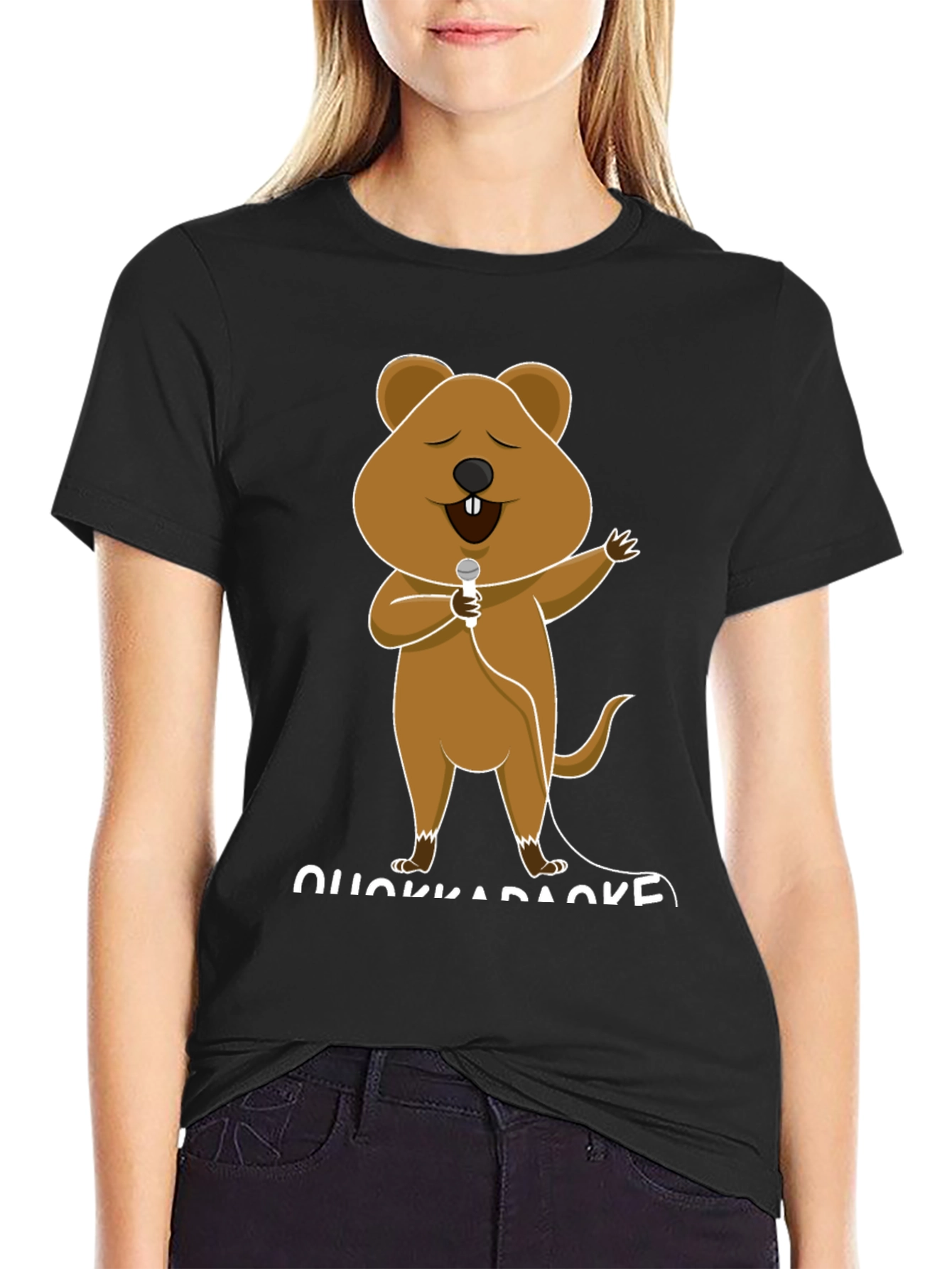 Black Quokka Karaoke T-Shirt - Sing Your Heart Out! view 2