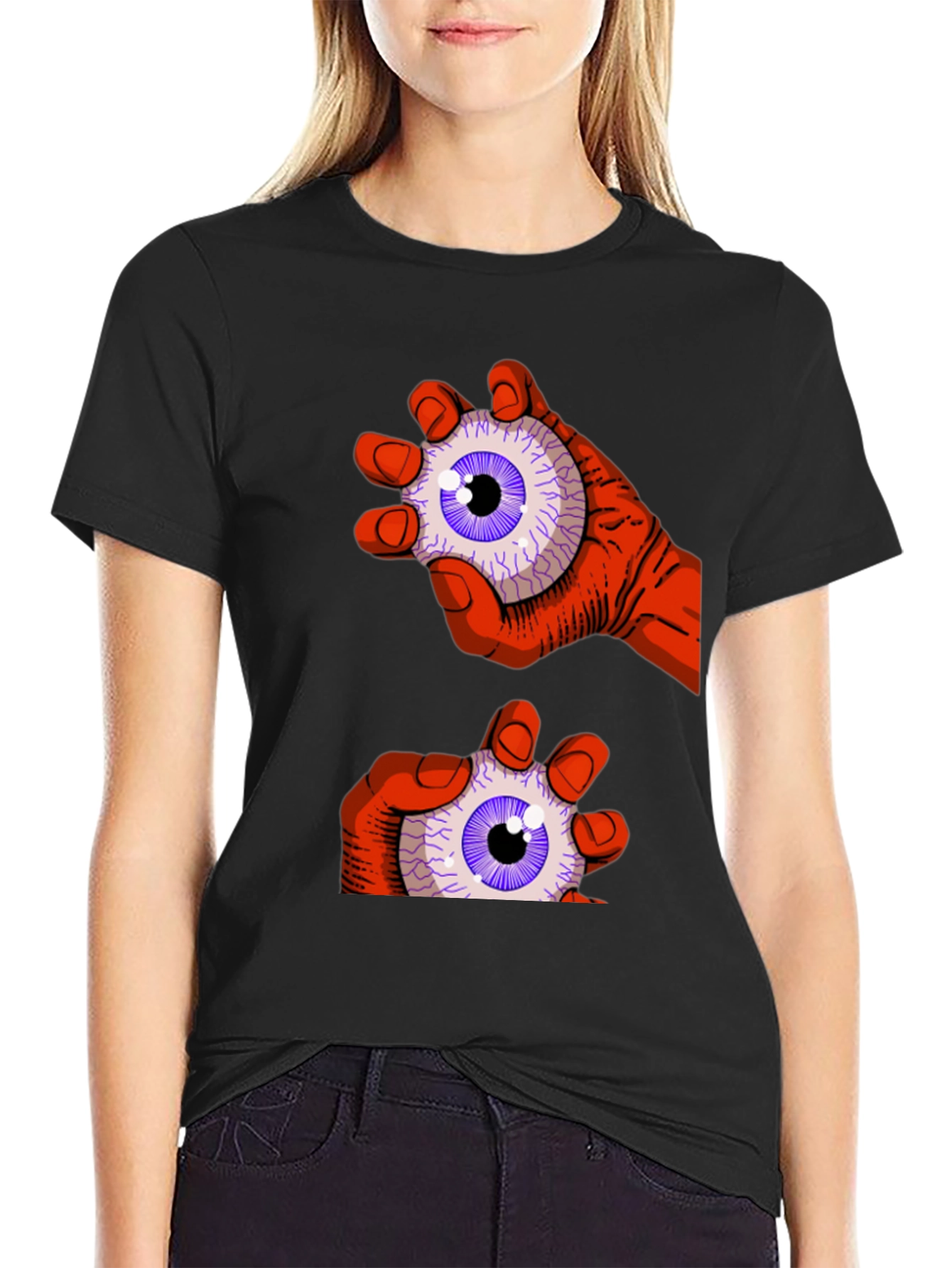 Black Eyeball Grab Graphic Tee - Black view 2