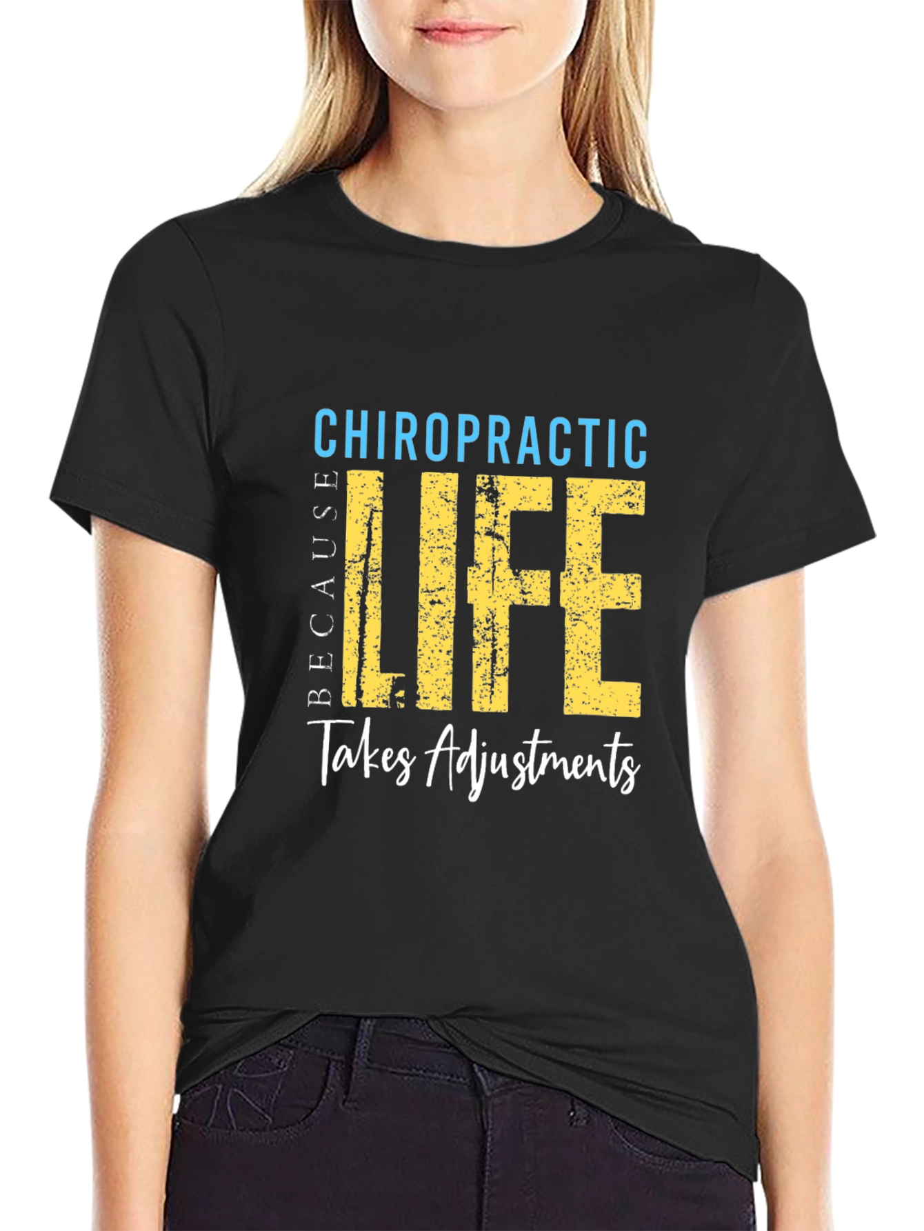 Black Chiropractic Life Takes Adjustments T-Shirt view 2
