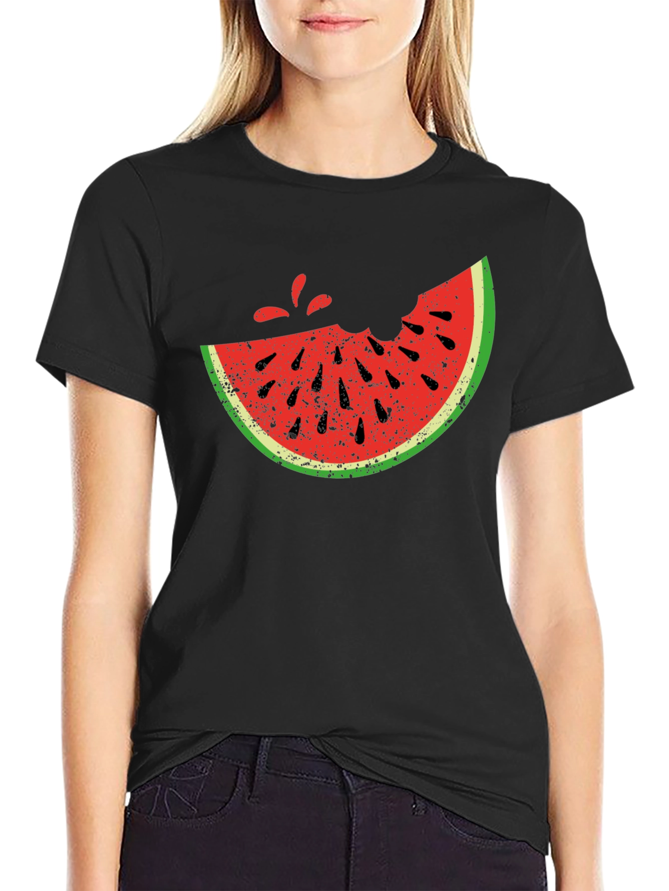 Black Watermelon Bite T-Shirt - Fresh Summer Style view 2
