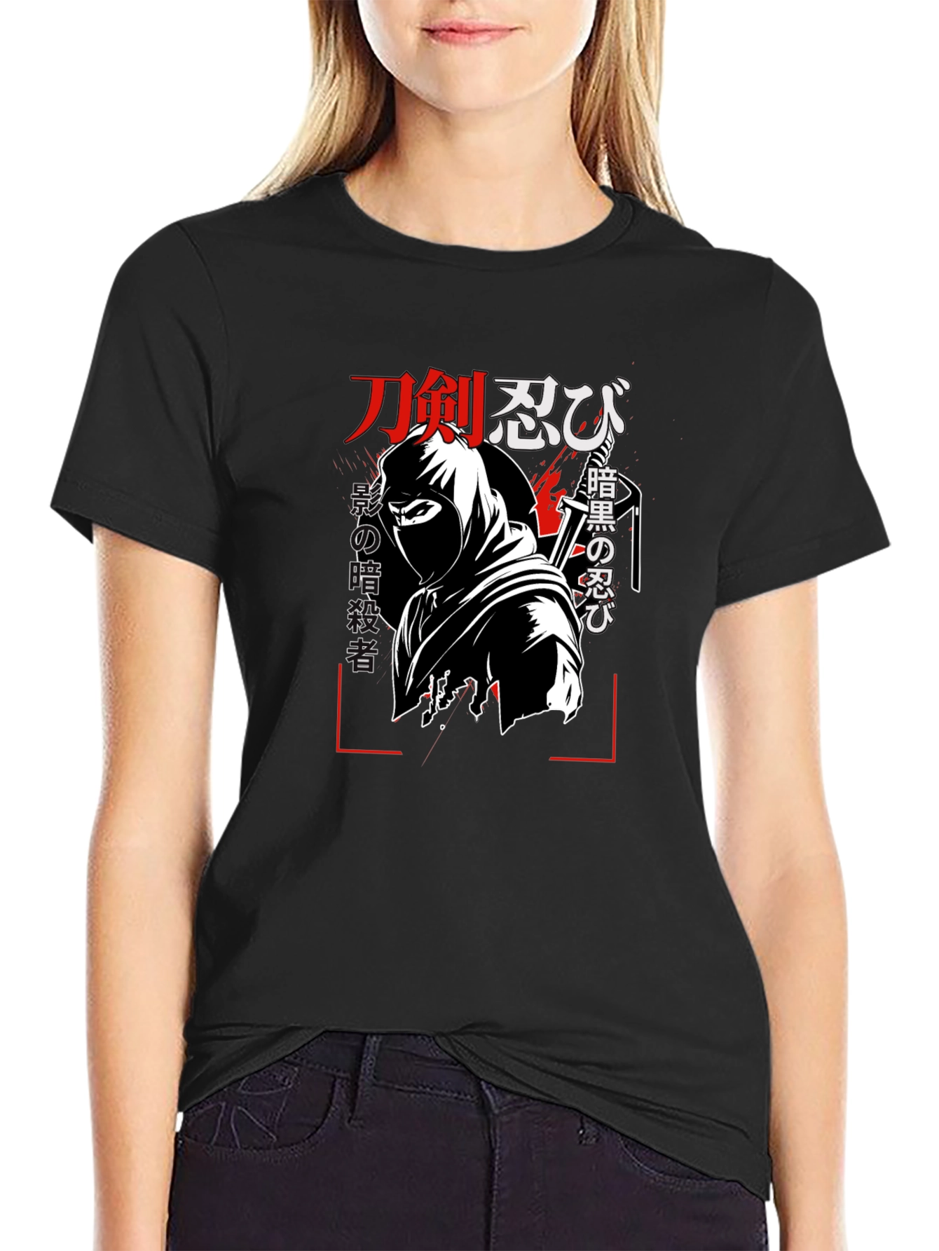 Black Ninja Graphic Black T-Shirt view 2