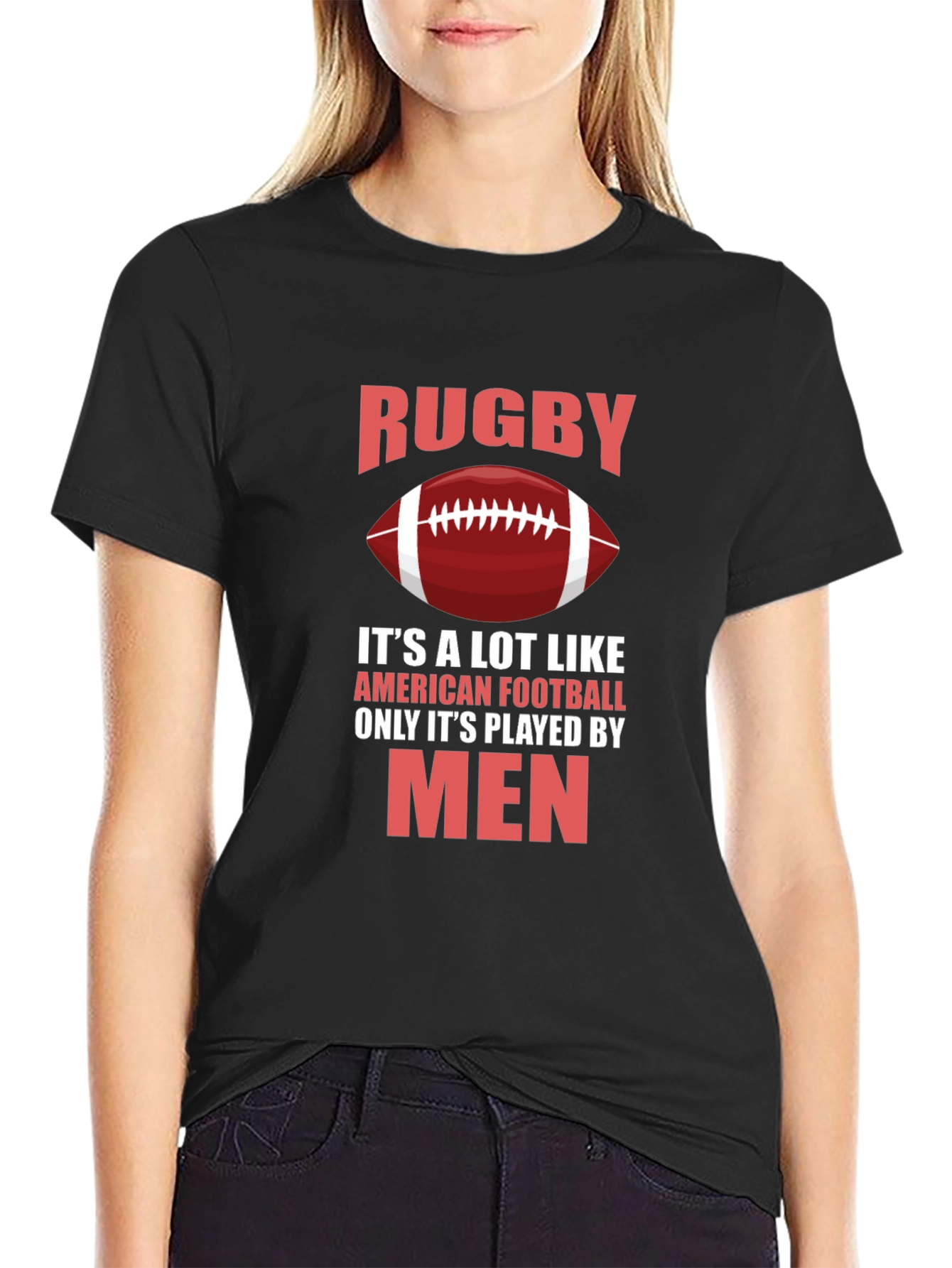 Black Rugby Only Played By Men Graphic T-Shirt view 2