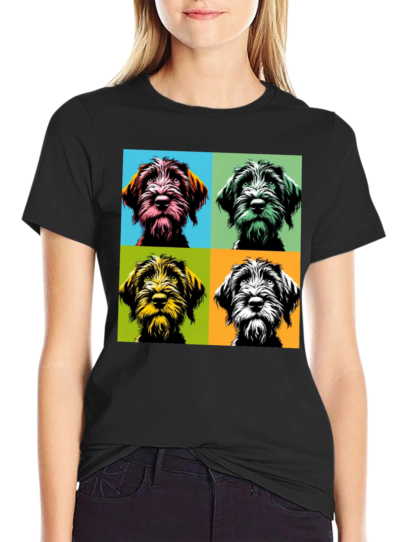Black Dog Pop Art T-Shirt, Stylish Canine Tee view 2