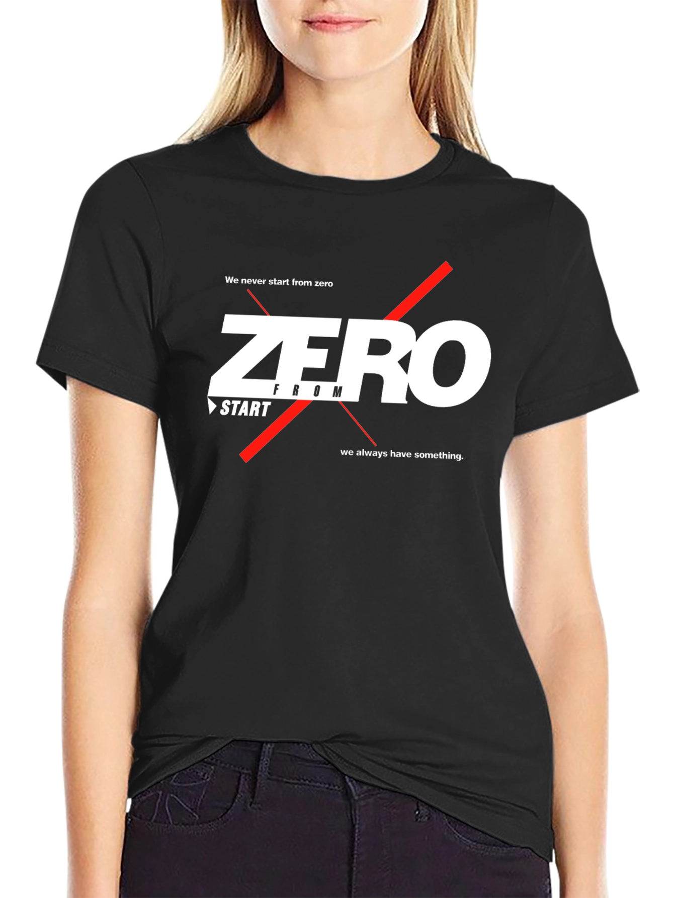 Black Zero From Start Men's Black Graphic Tee view 2