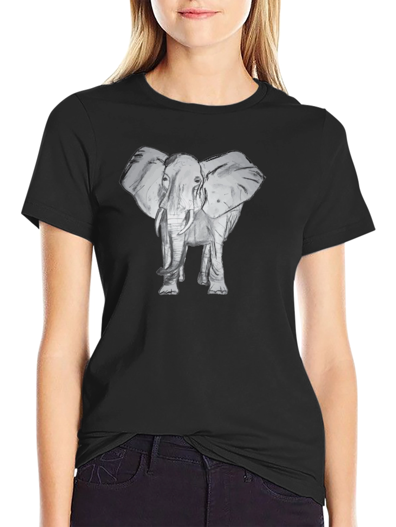 Elephant Graphic Black T-Shirt - 2