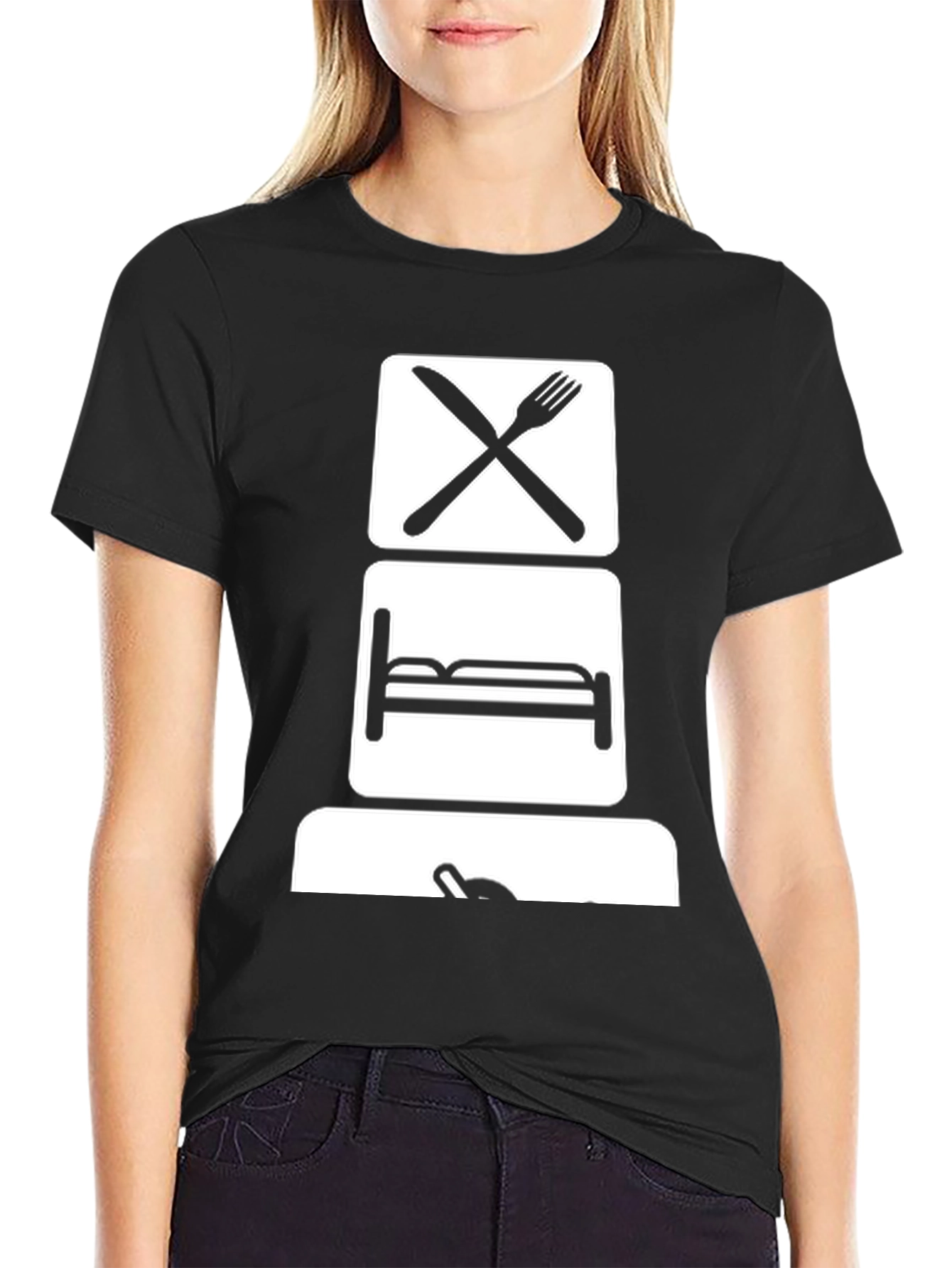 Black Eat, Sleep, Game T-Shirt - Black Graphic Tee view 2